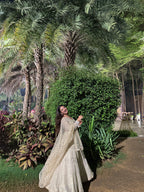 Ivory Geometric Embroidered Lahenga Set