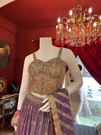 Pink Purple Ombre Corset Lehenga Set