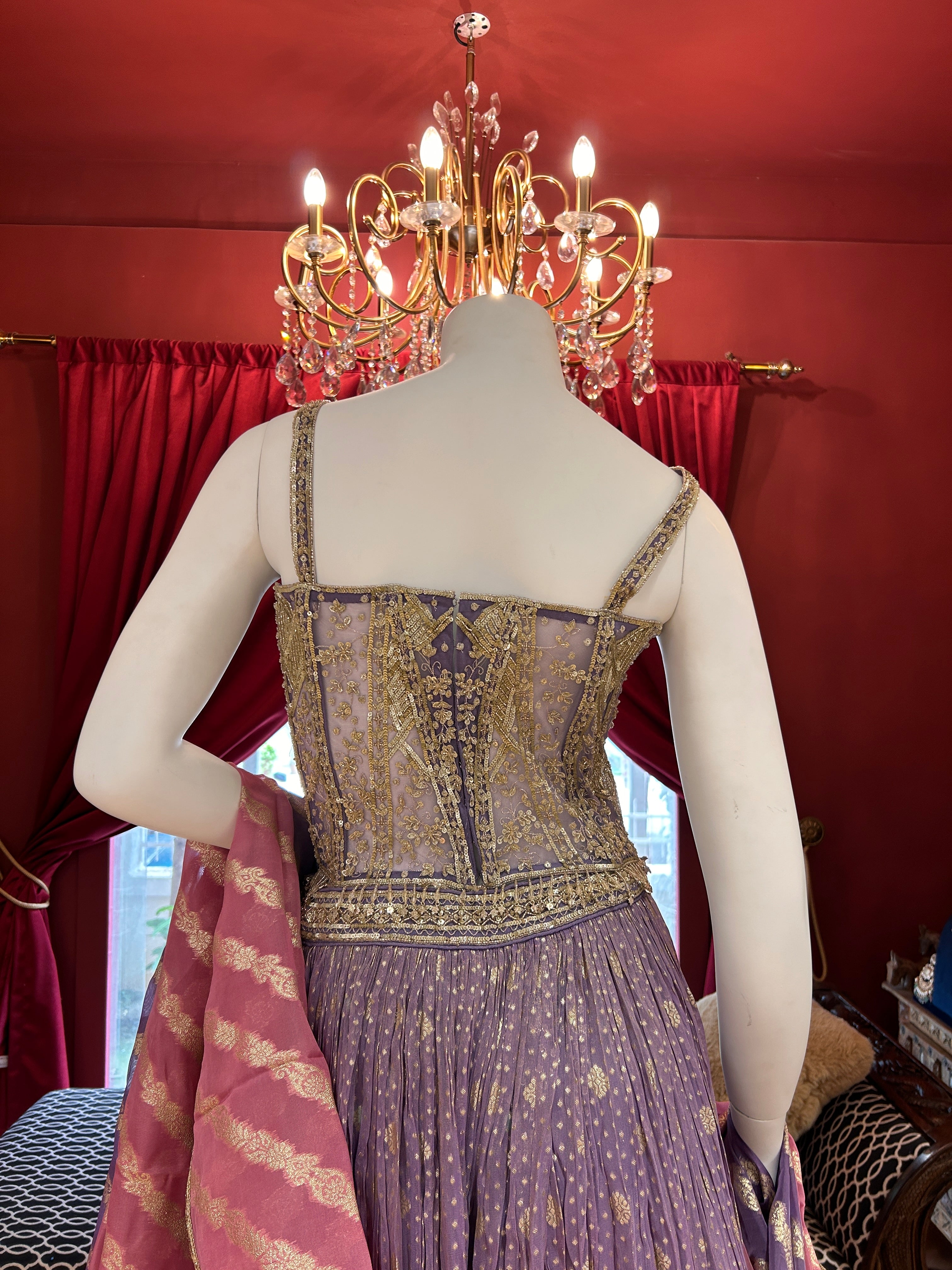 Pink Purple Ombre Corset Lehenga Set