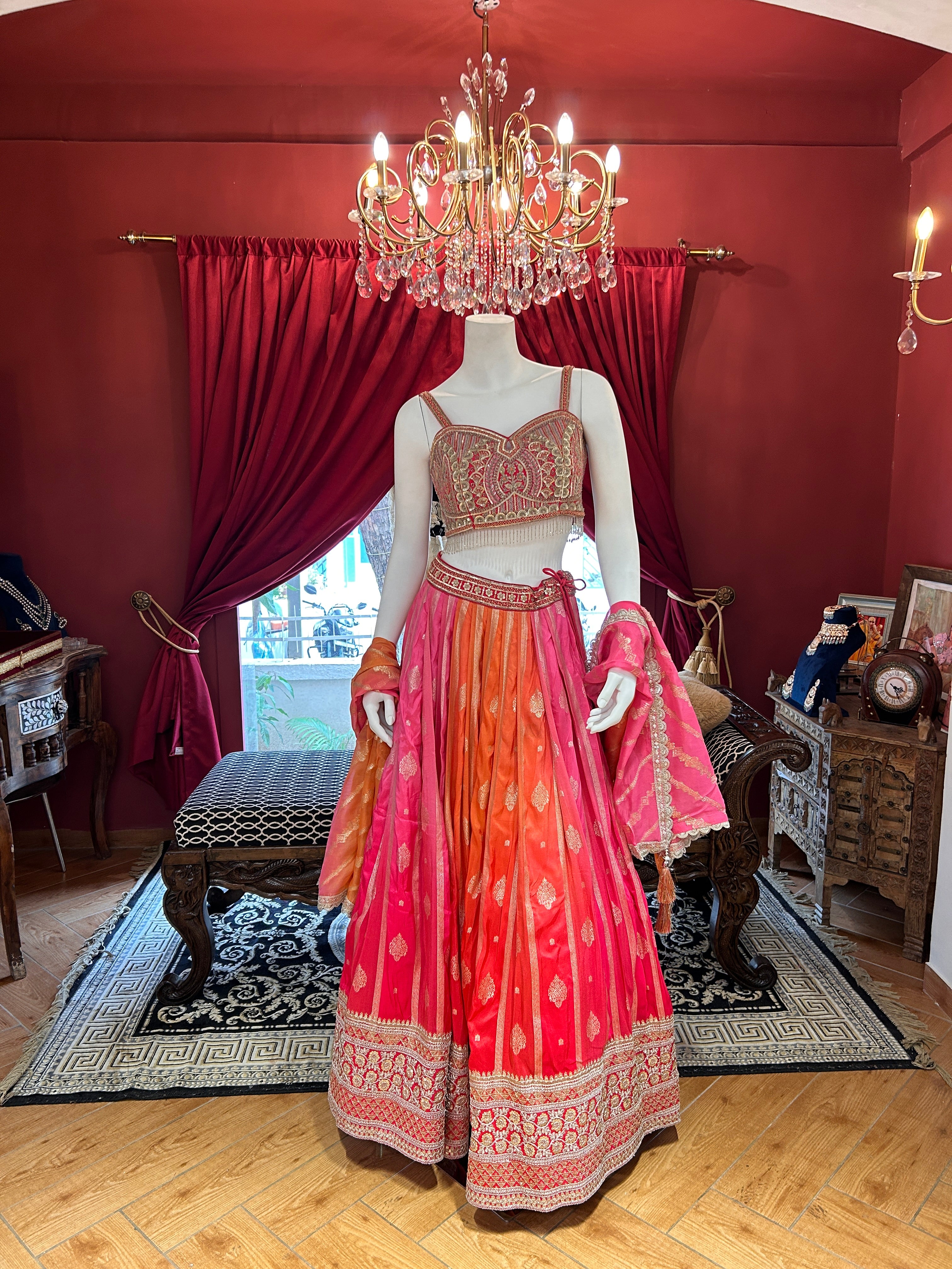 Sunset Rani Lehenga Set