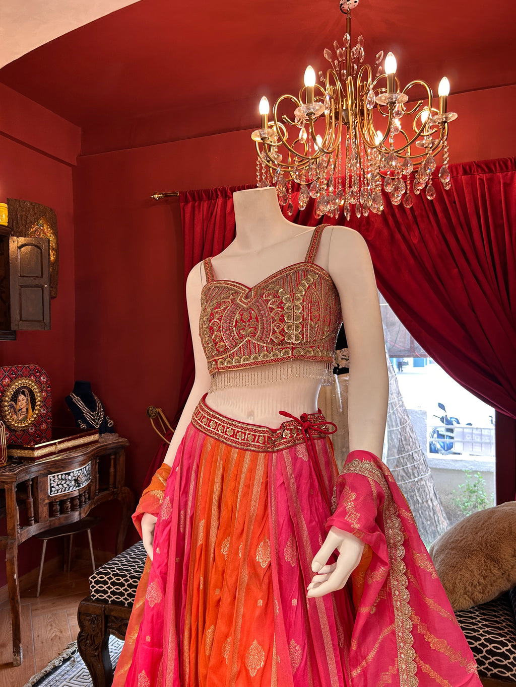 Sunset Rani Lehenga Set
