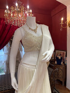 Ivory Drape Pleated Lehenga