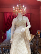 Ivory Lehenga With Crystal Work Blouse