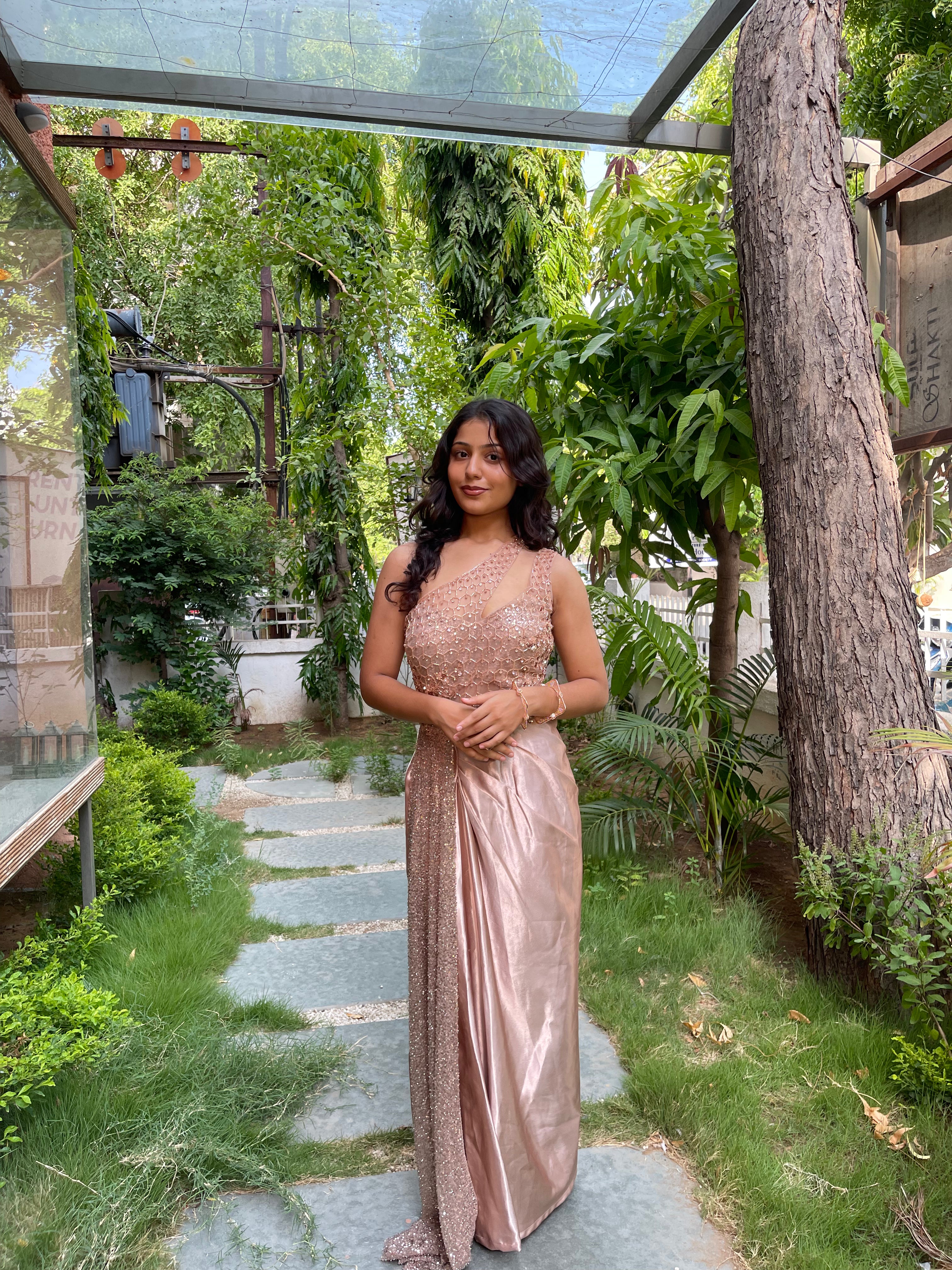 Golden One Shoulder Gown