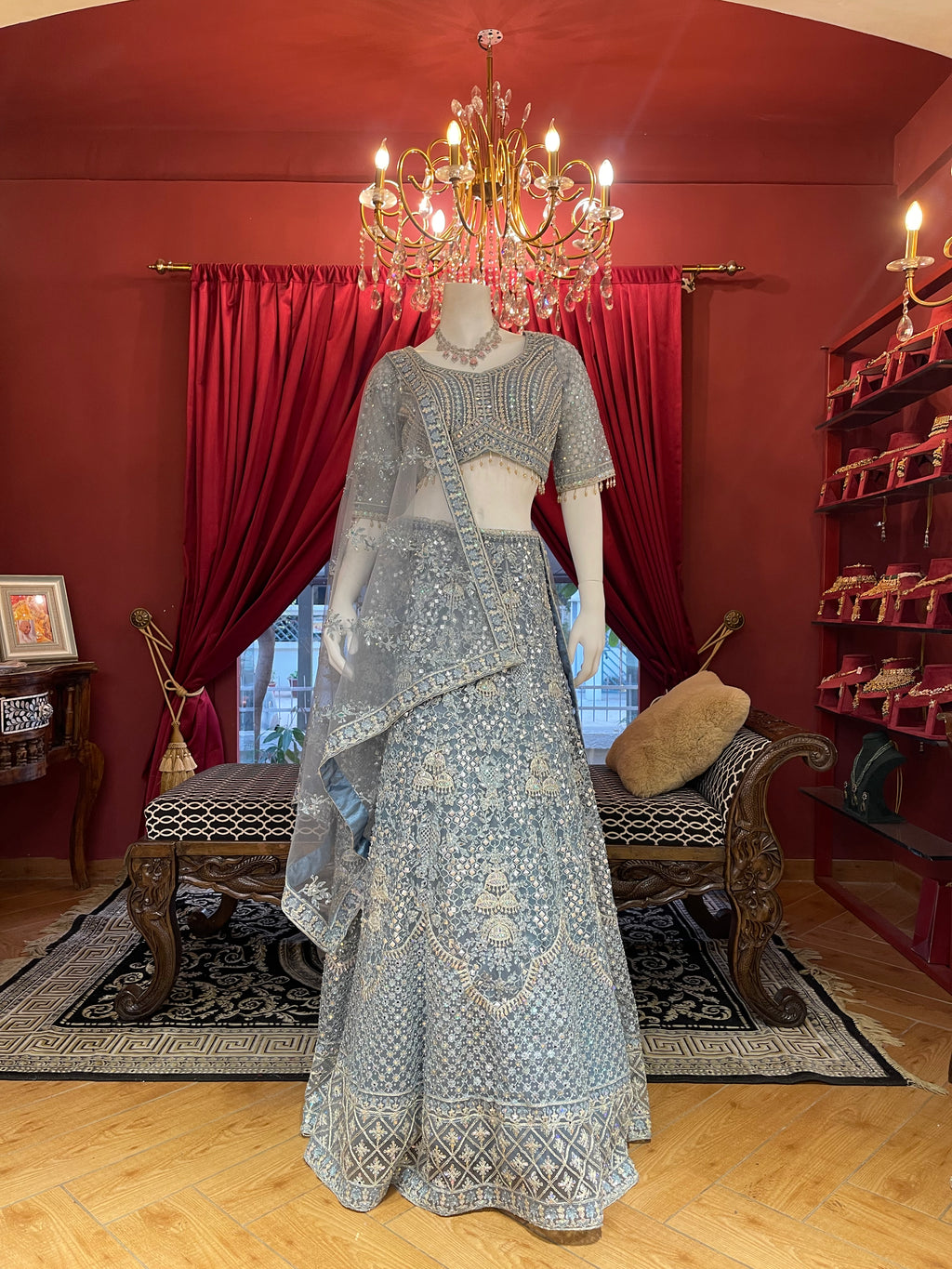 Ice Blue Regal Radiance Lehenga Set