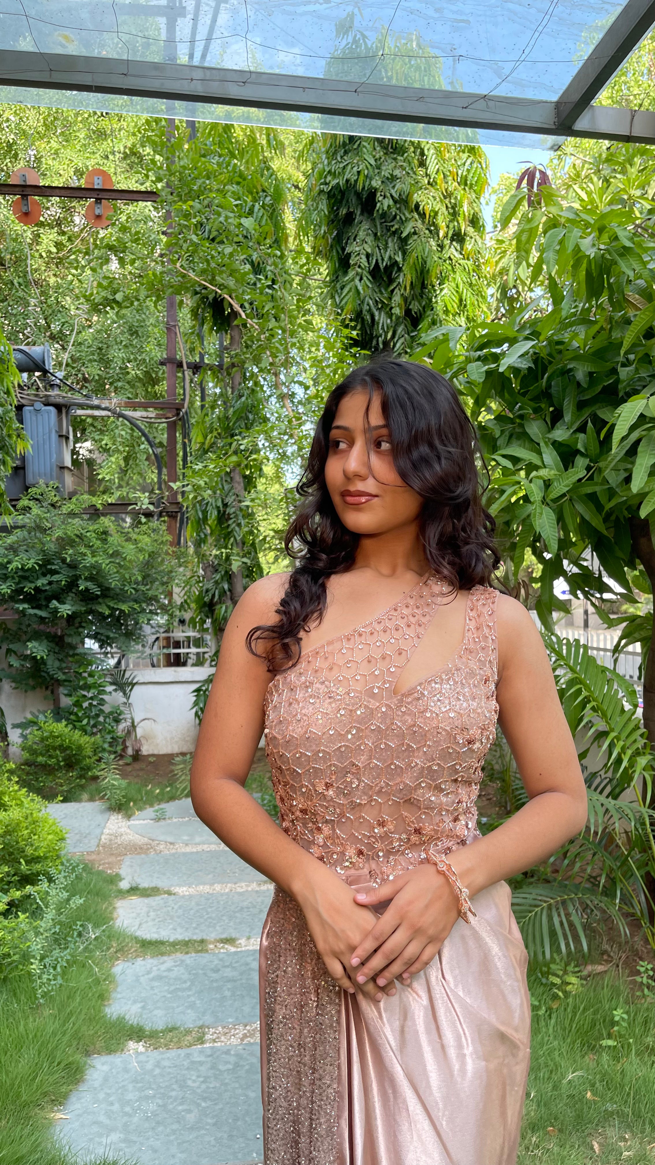 Golden One Shoulder Gown
