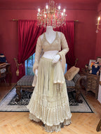 Pearl Ivory Golden Lahenga with Ruffles