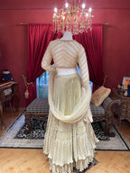Pearl Ivory Golden Lahenga with Ruffles