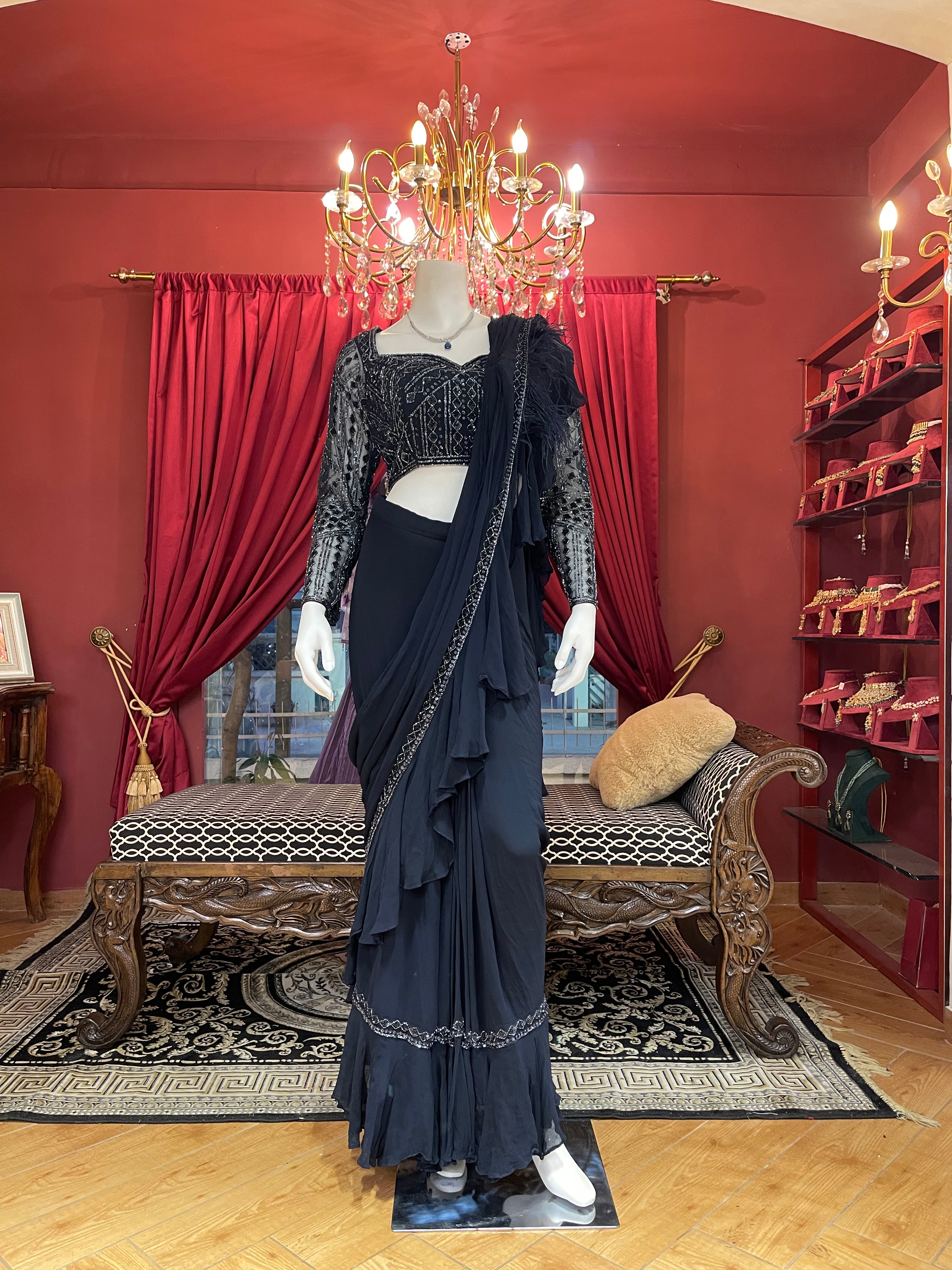 Midnight Drape Saree Set