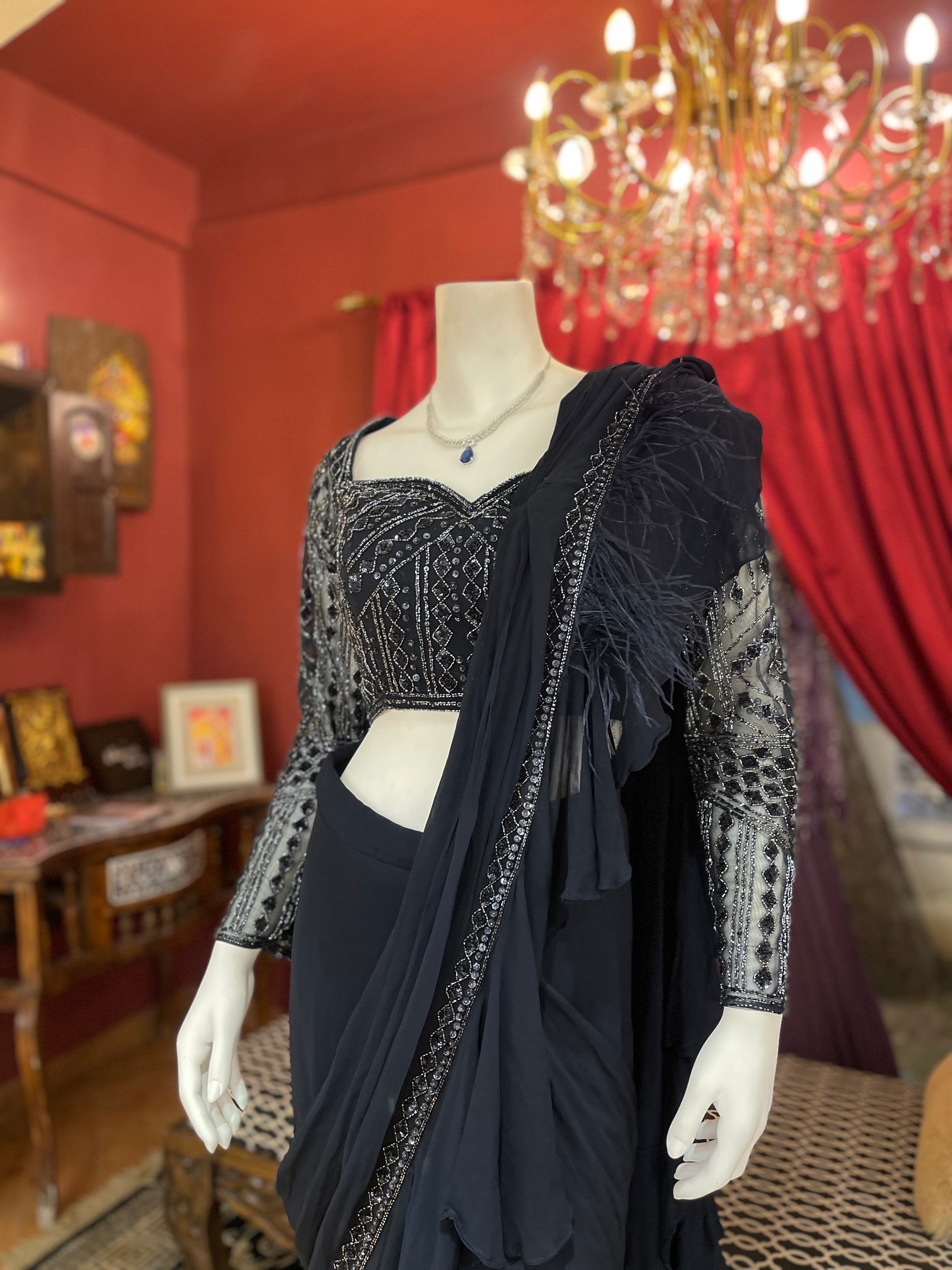 Midnight Drape Saree Set