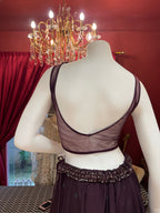 Plum Lahenga with Embellished Net Cape