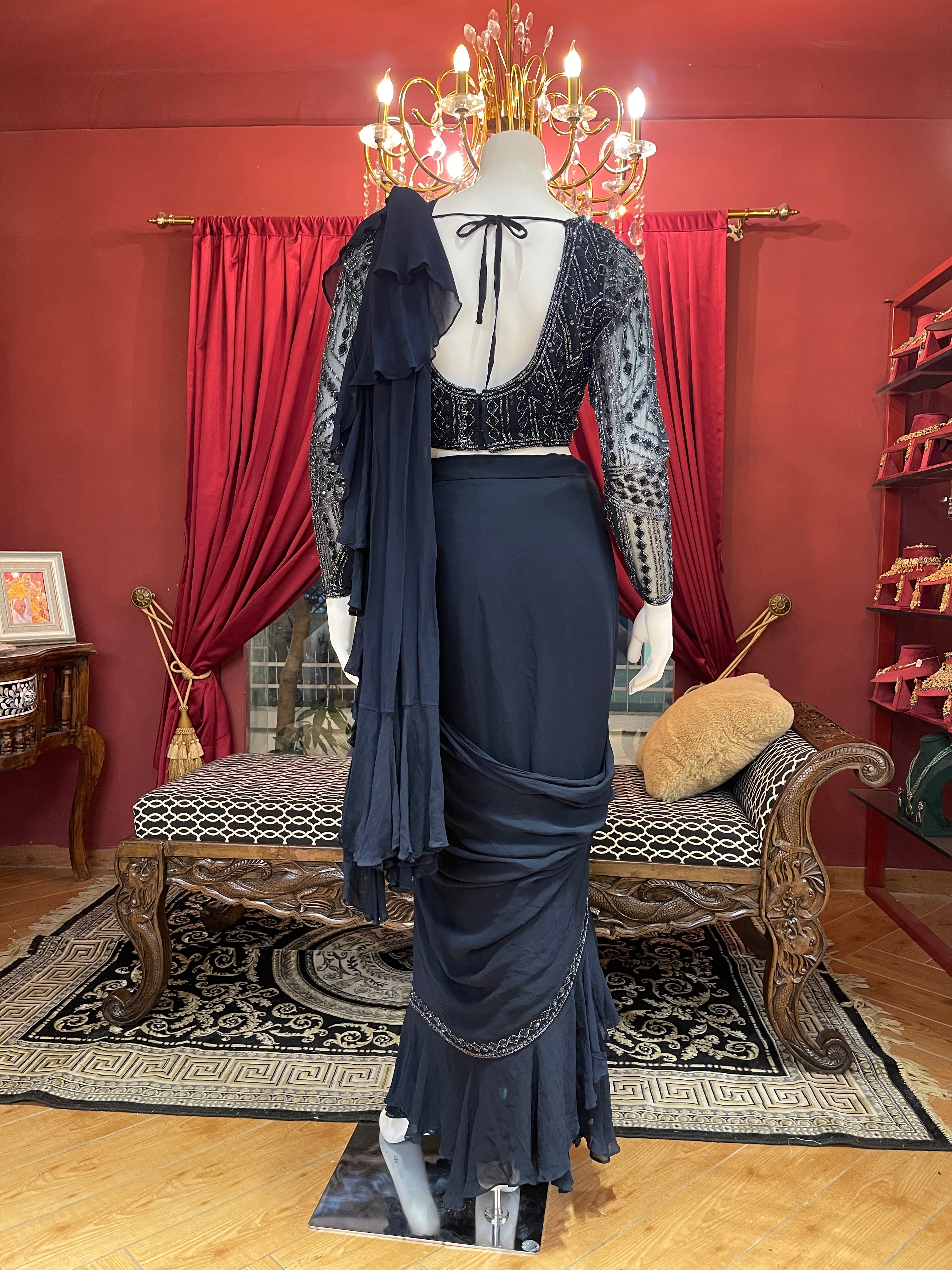 Midnight Drape Saree Set
