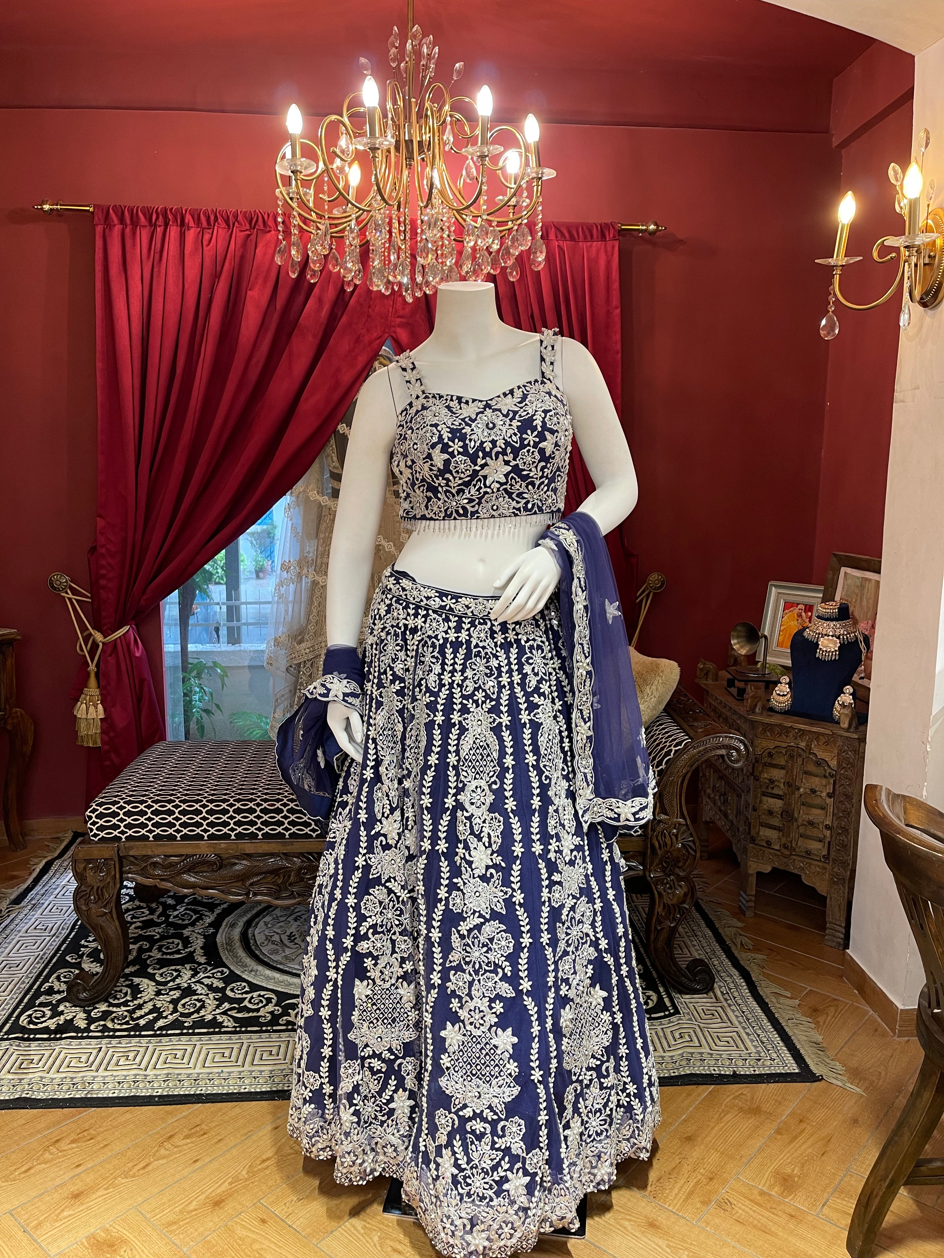 Midnight Violet Pearl Lehenga Set