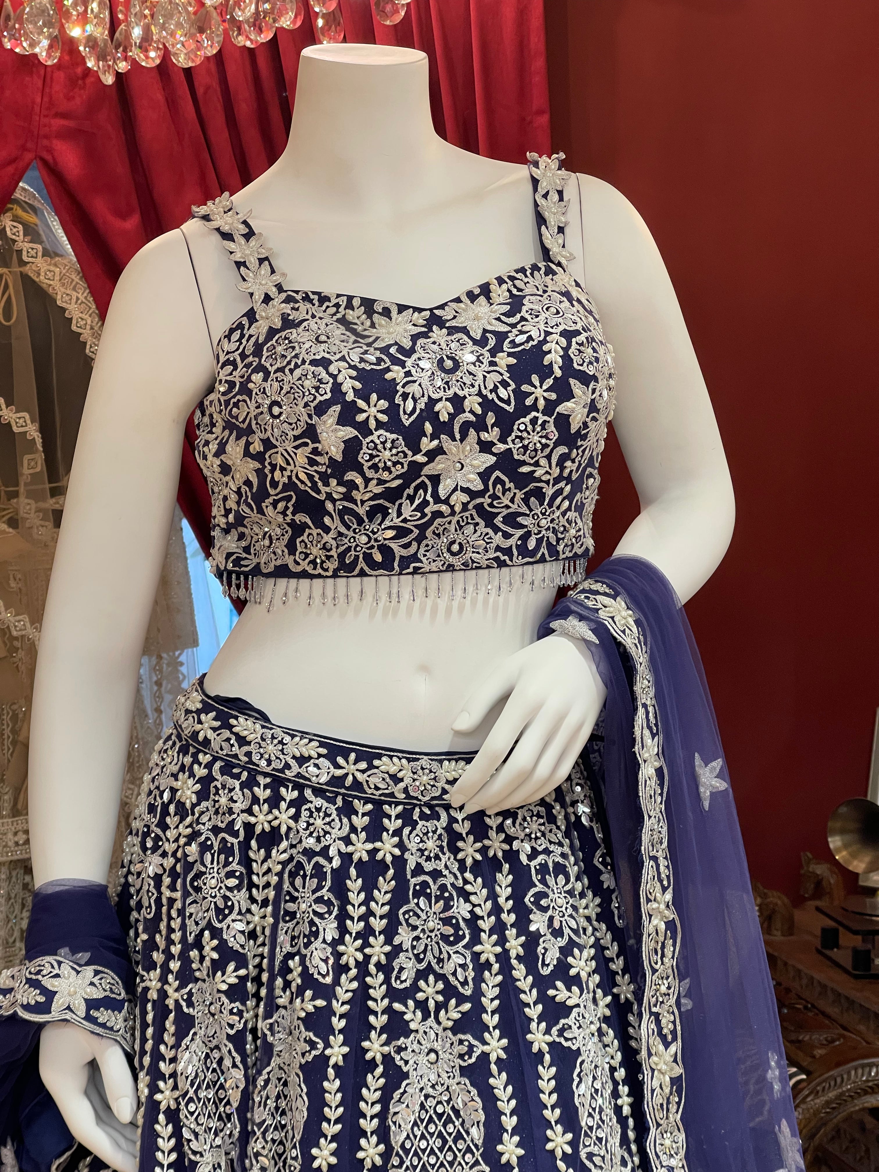 Midnight Violet Pearl Lehenga Set