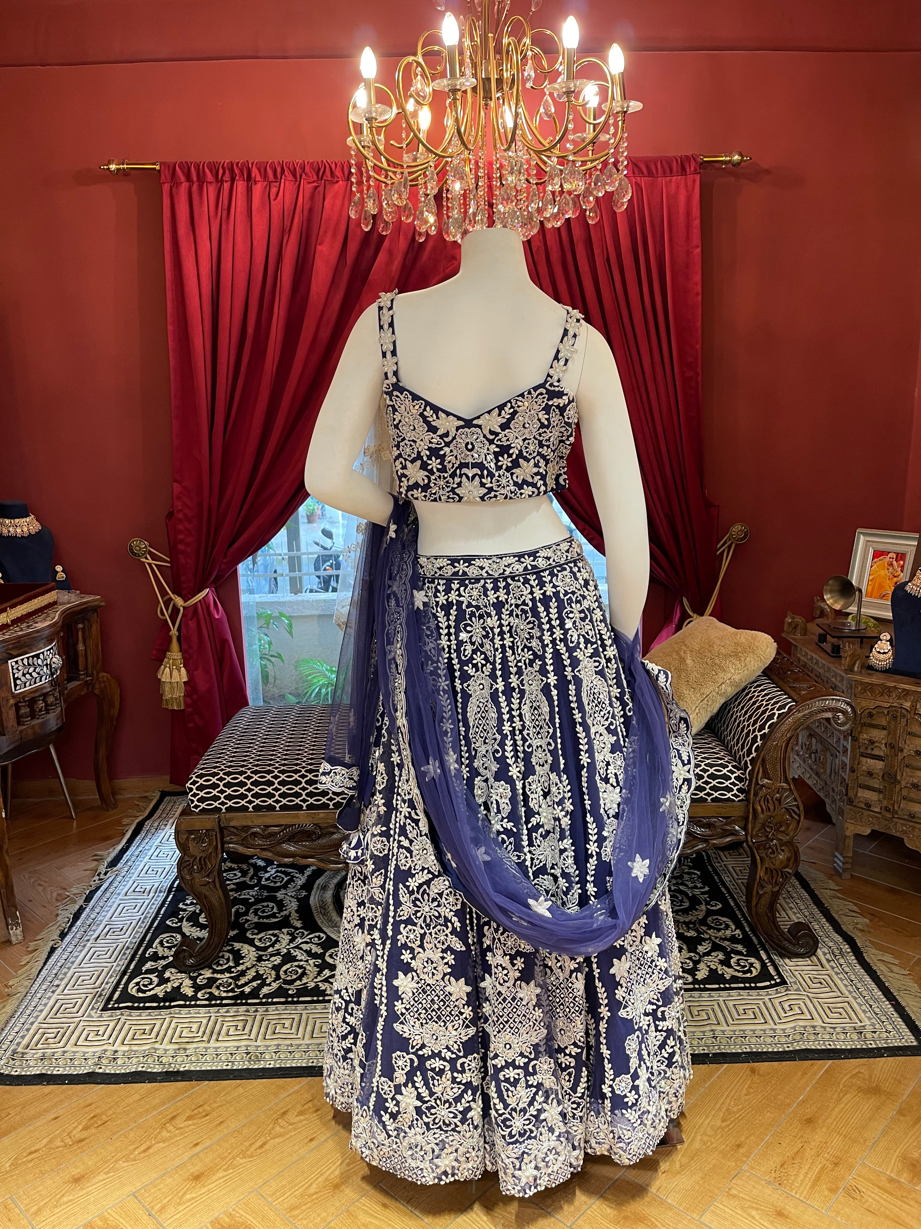 Midnight Violet Pearl Lehenga Set