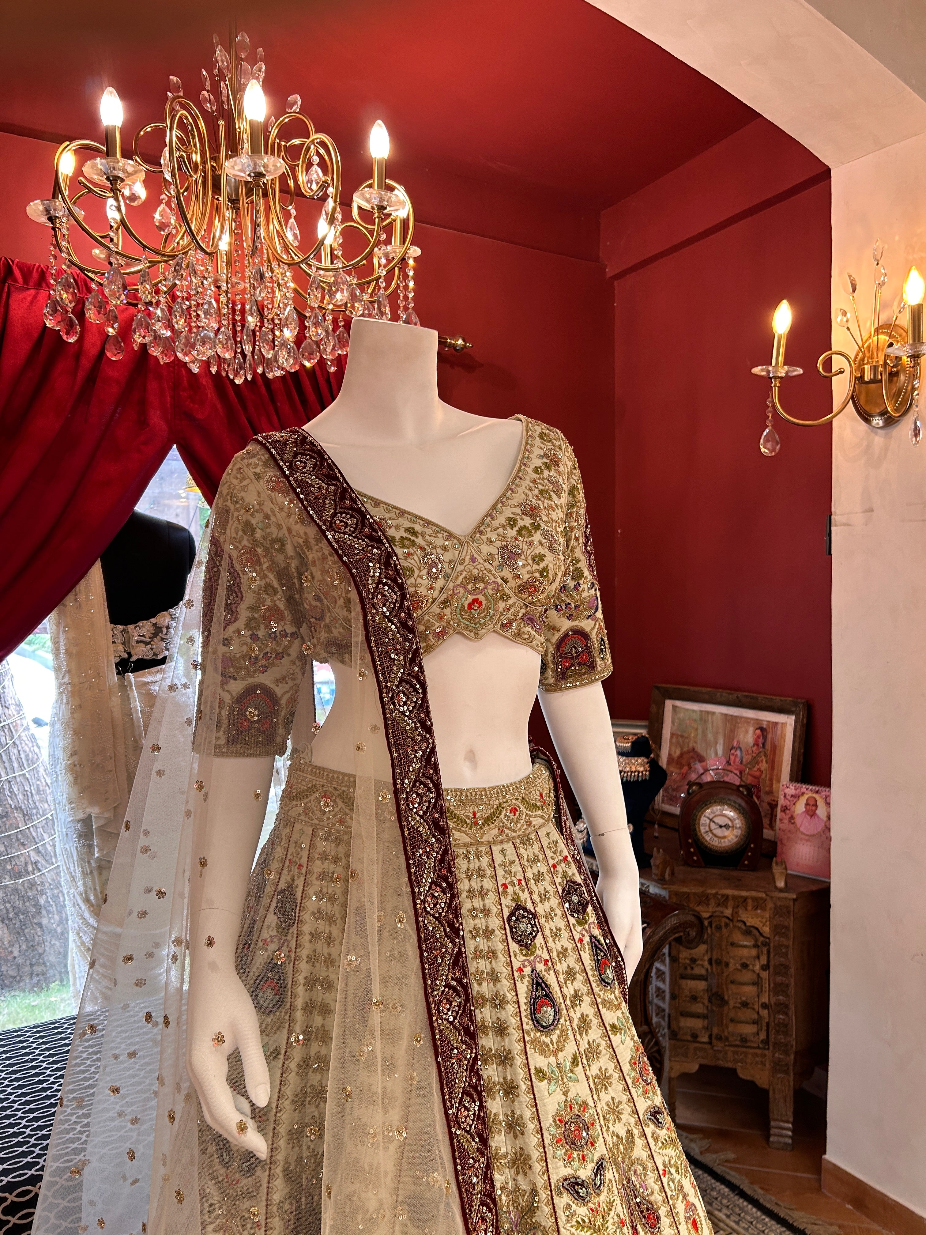 Ivory Heritage Sequin Lehenga