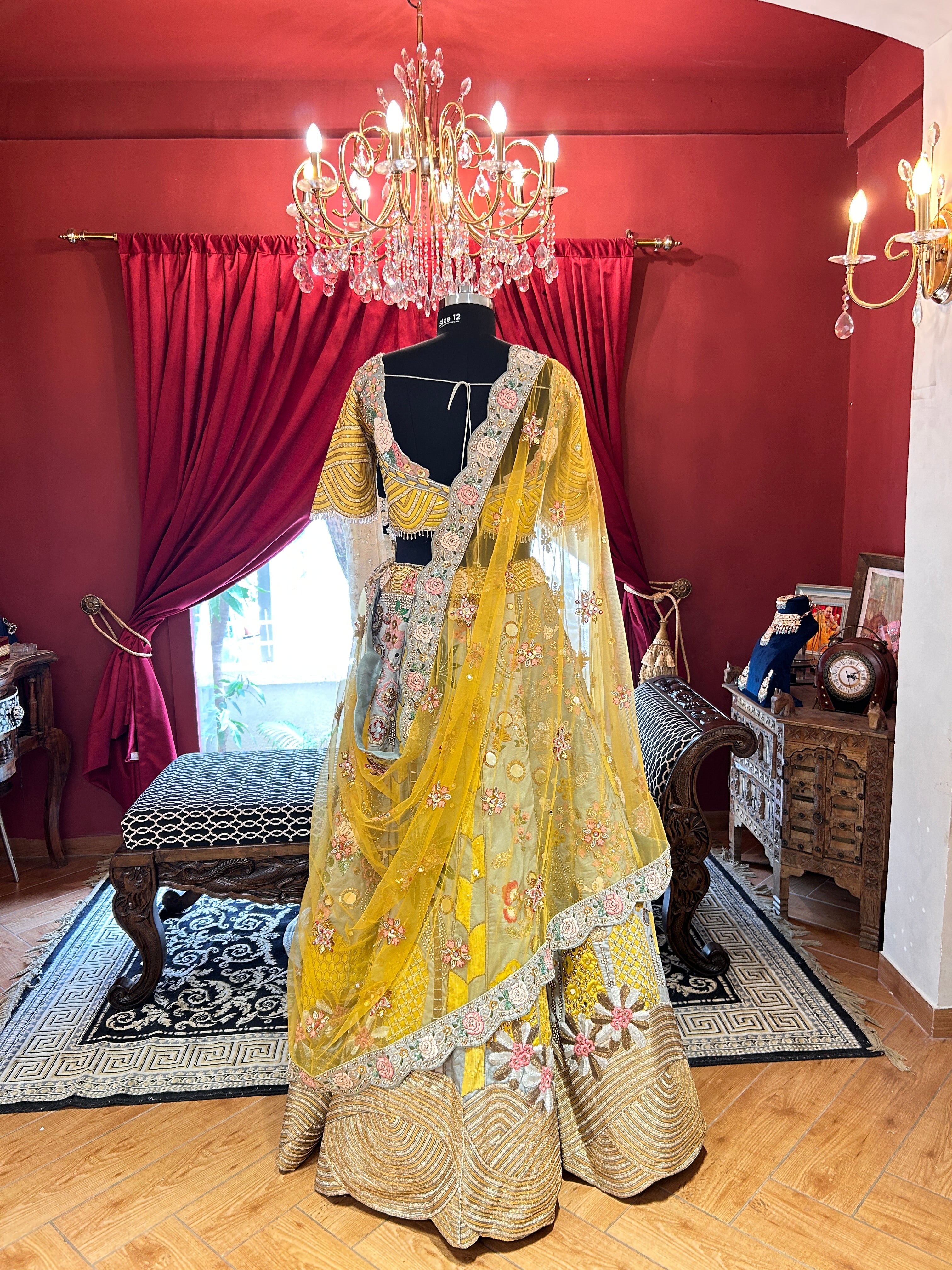 Yellow Mint Pastel Garden Lehenga