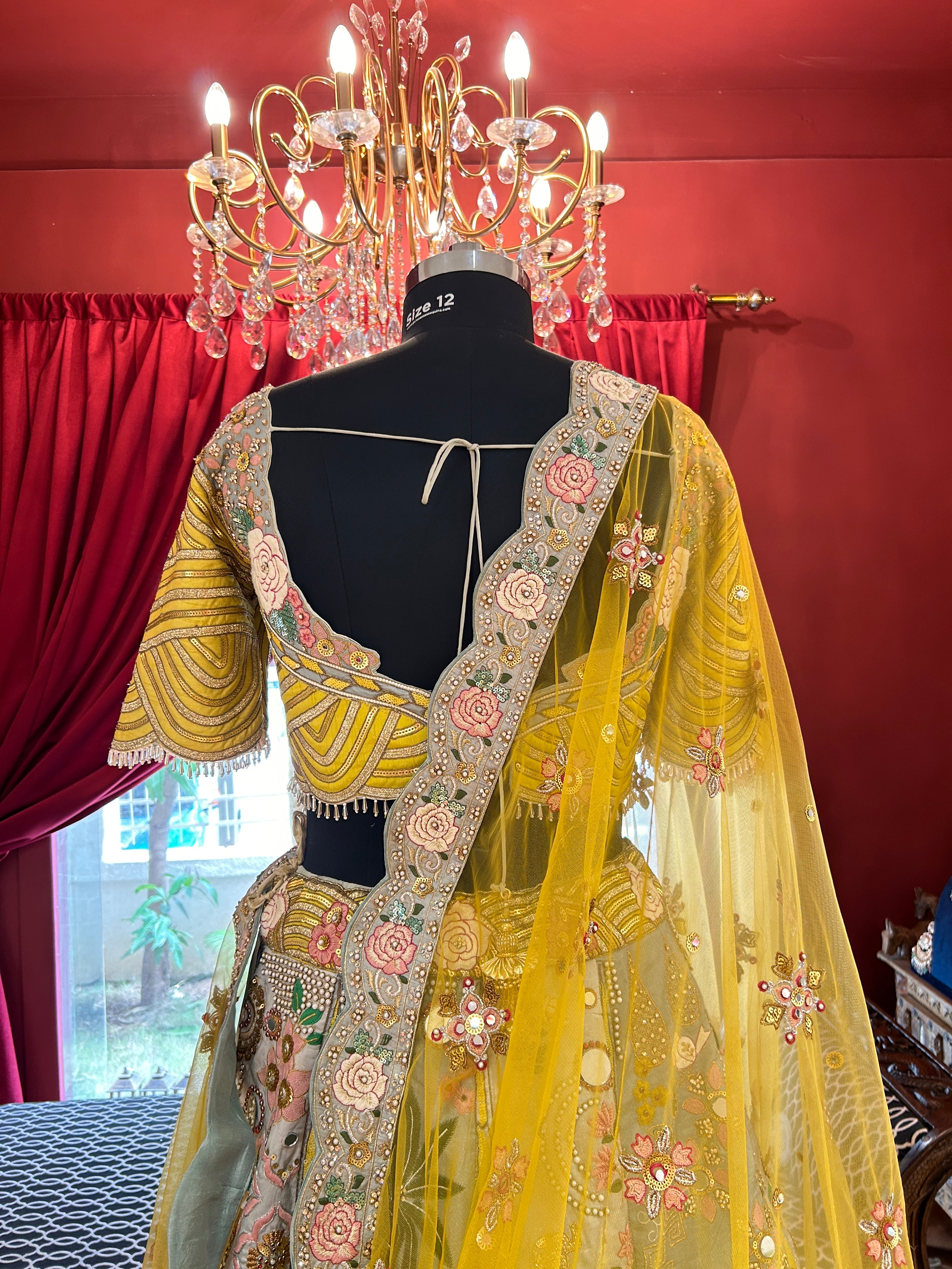 Yellow Mint Pastel Garden Lehenga