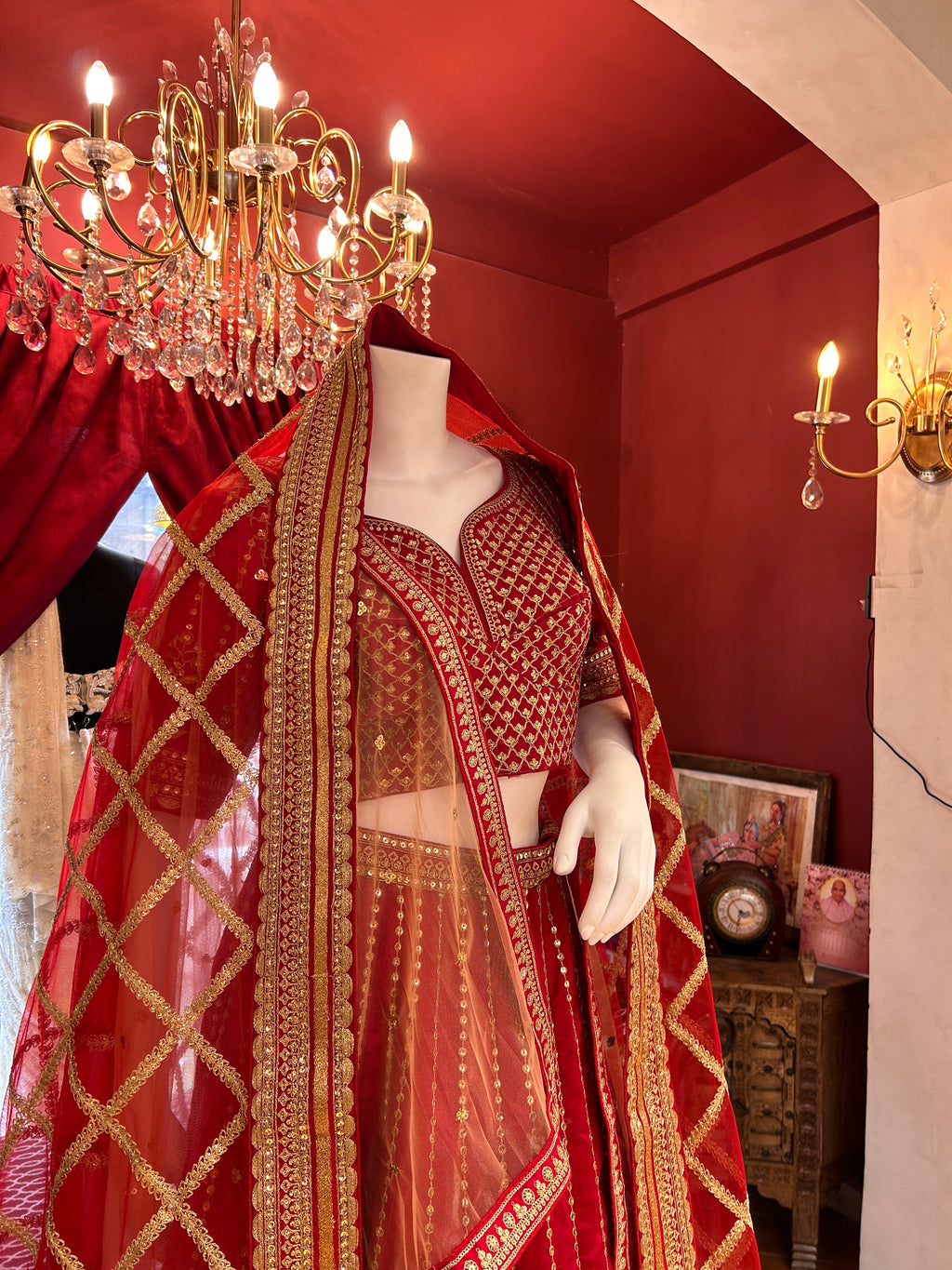 Red-Gold Resham Worked Lehenga