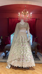 White Lehenga With Colourful Floral Embroidery