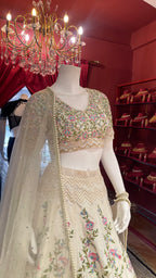 White Lehenga With Colourful Floral Embroidery