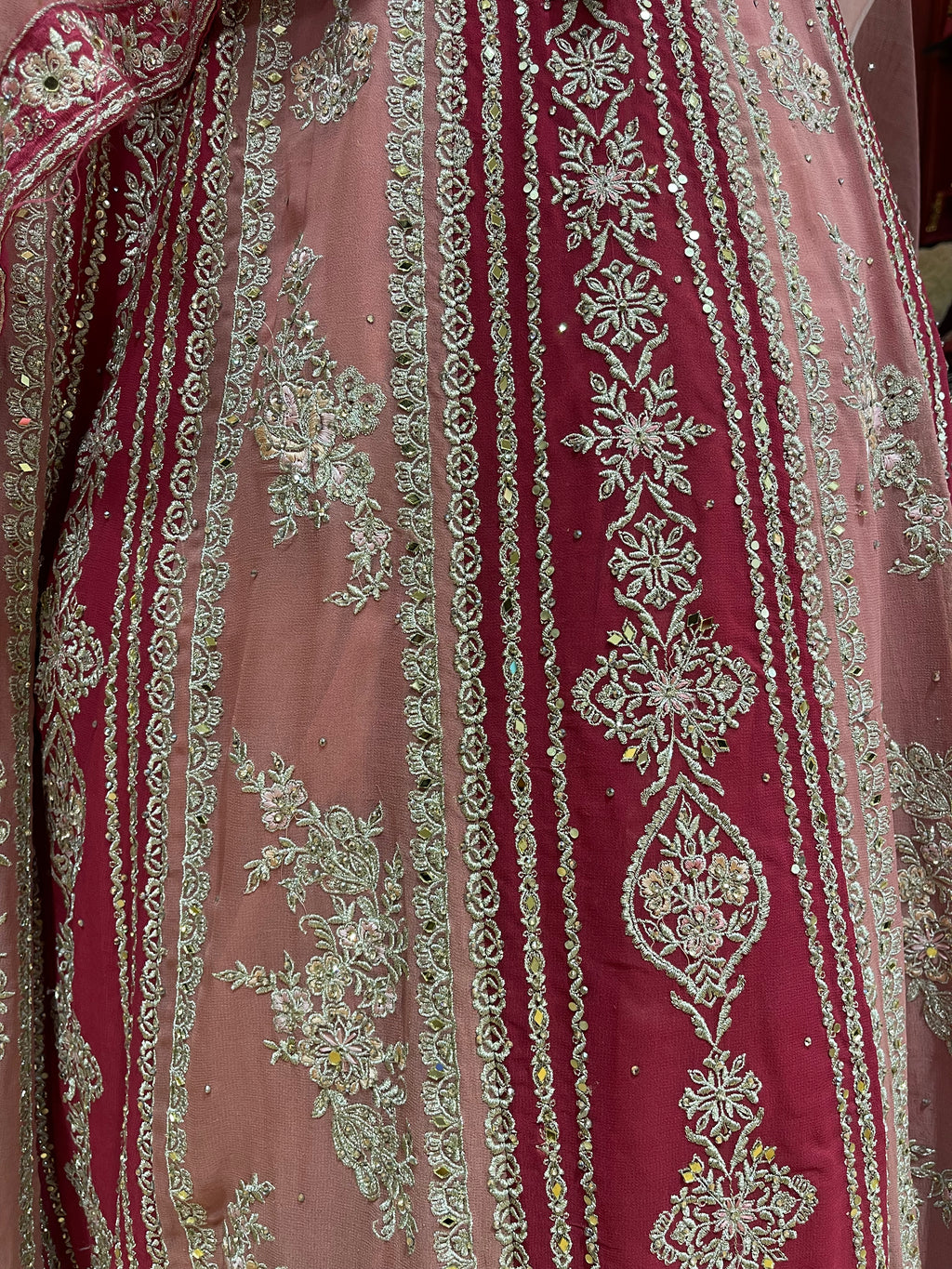 Pastel Pink And Rani Kali Lehenga Set