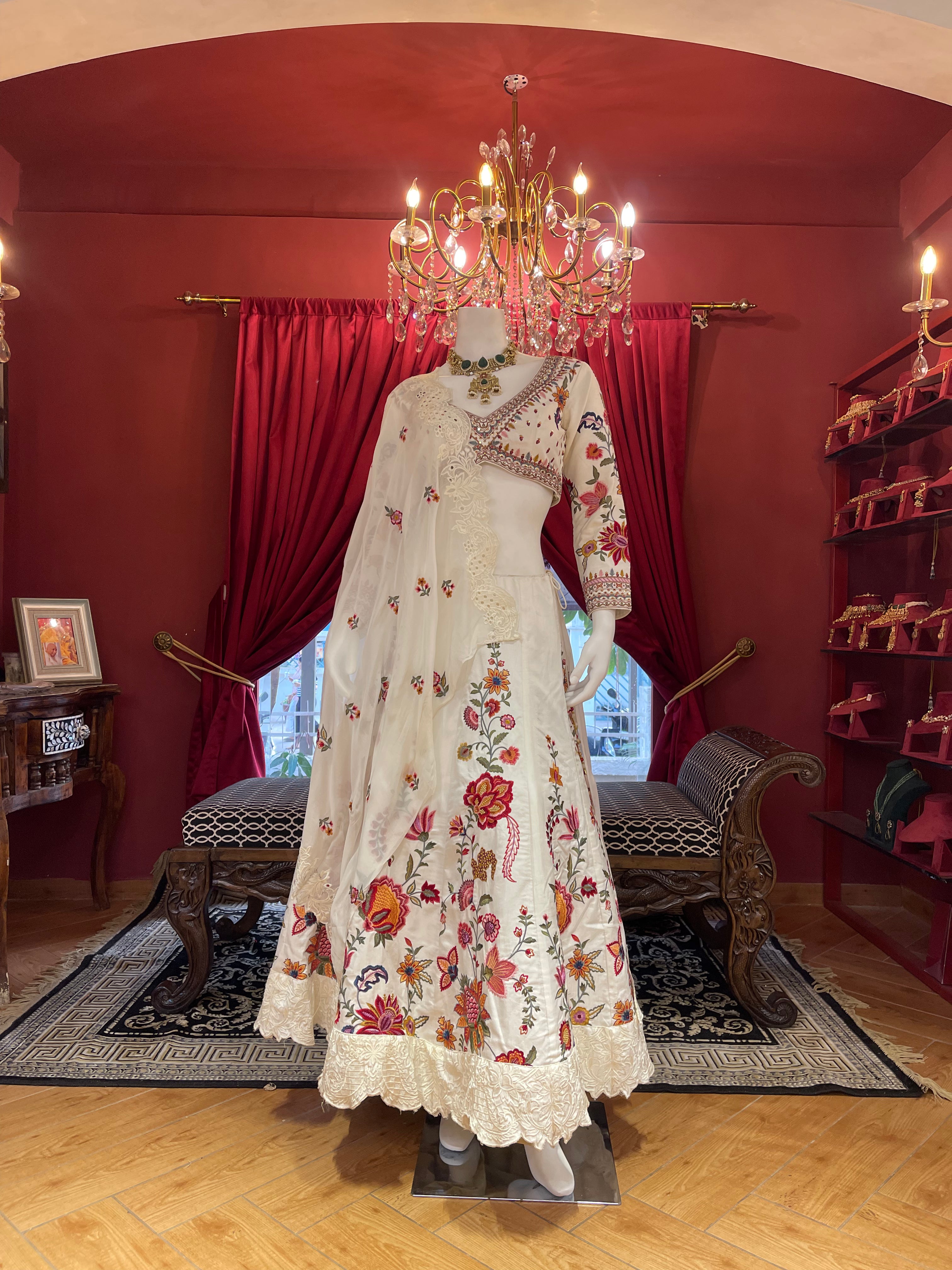 Milky Bloom Embroidered Lehenga