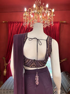 Wine Whisper Draped Saree With Full Mirror Work Blouse