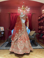 Rust Full Sleeves Bridal Lehenga
