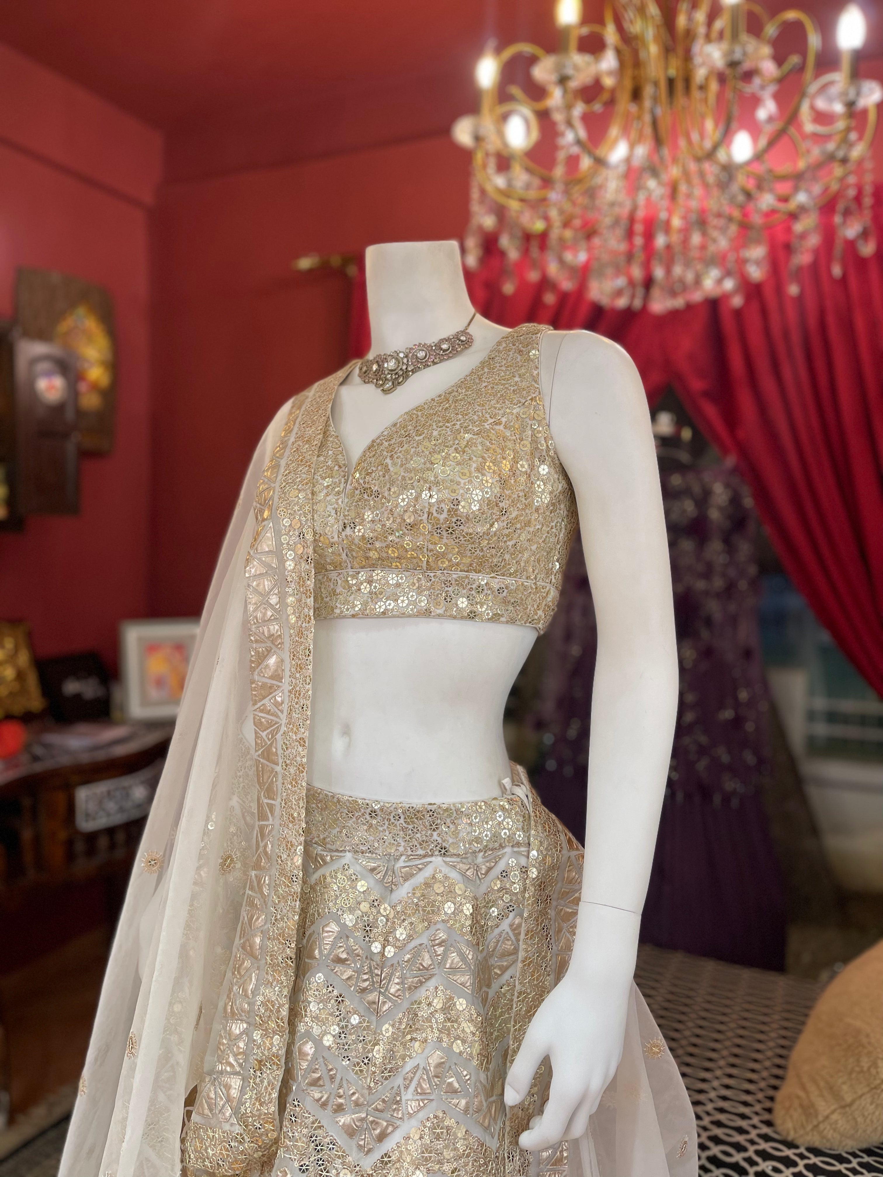 Ivory Sequin Grace Lehenga