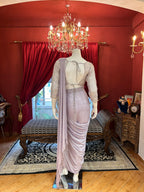 Lilac Blush Drapping Saree With Full Shimmering Blouse