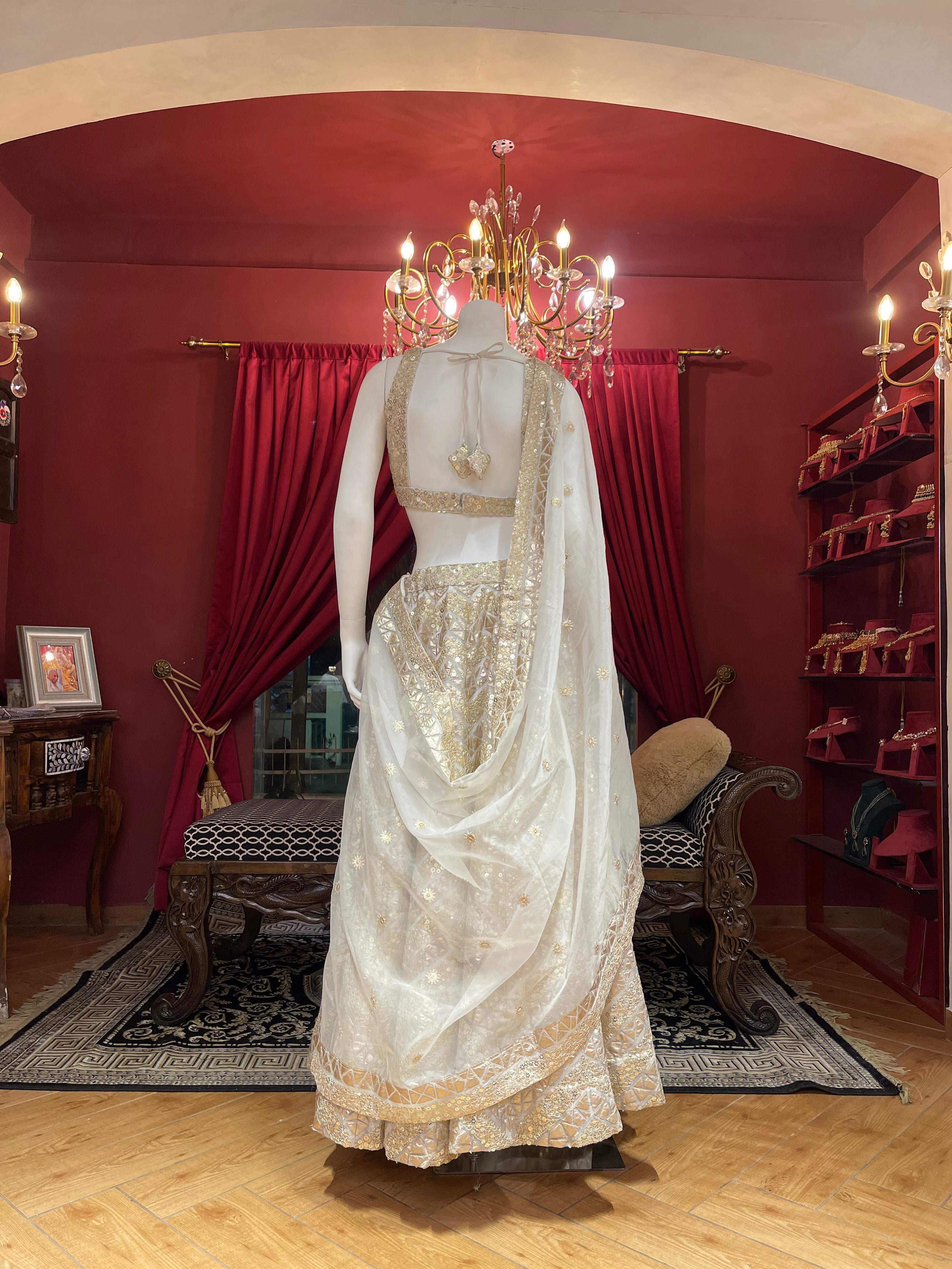 Ivory Sequin Grace Lehenga