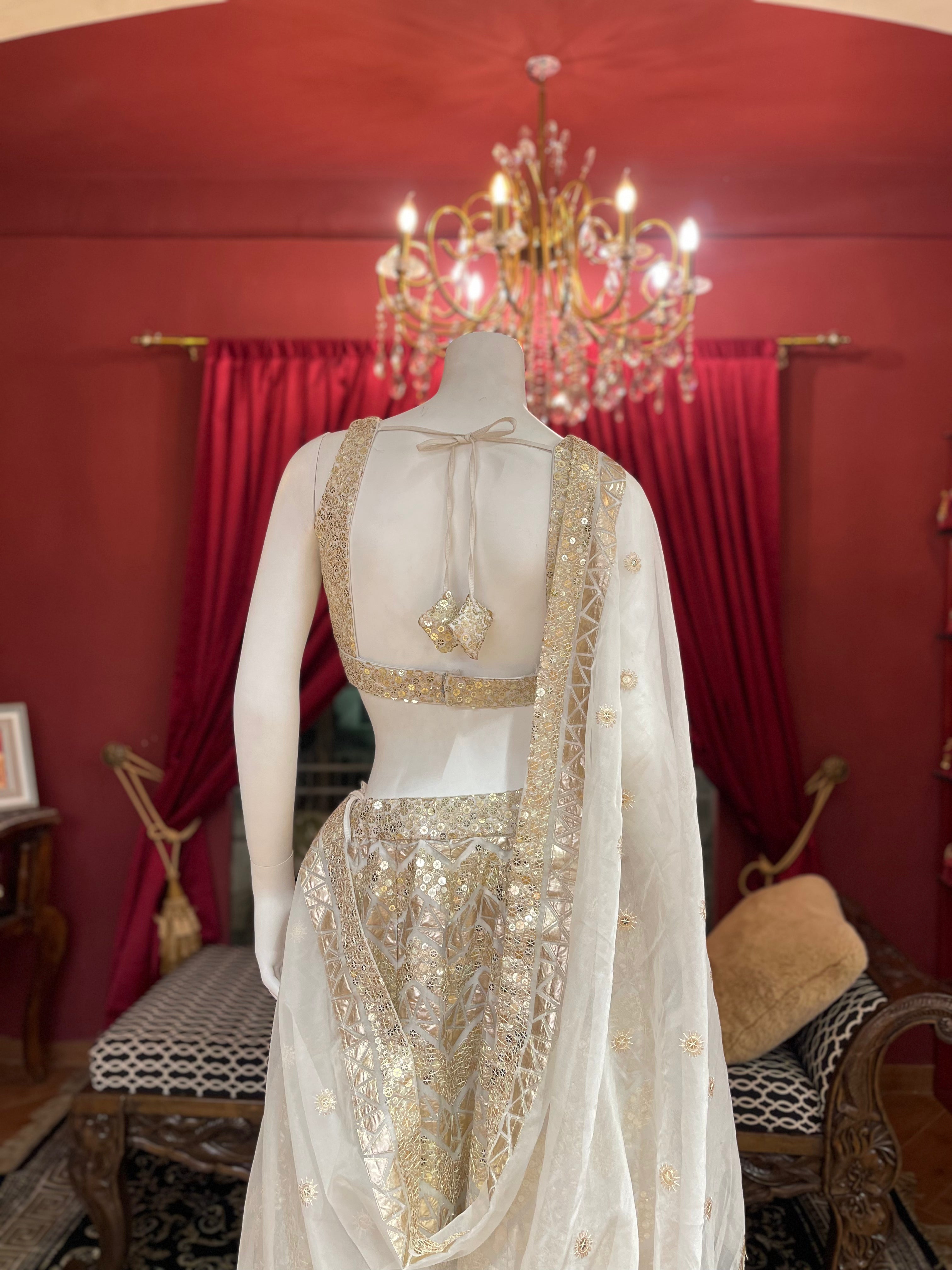 Ivory Sequin Grace Lehenga
