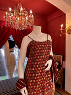 Maroon Sharara With Mirror Work Spaghetti Strap Kurti