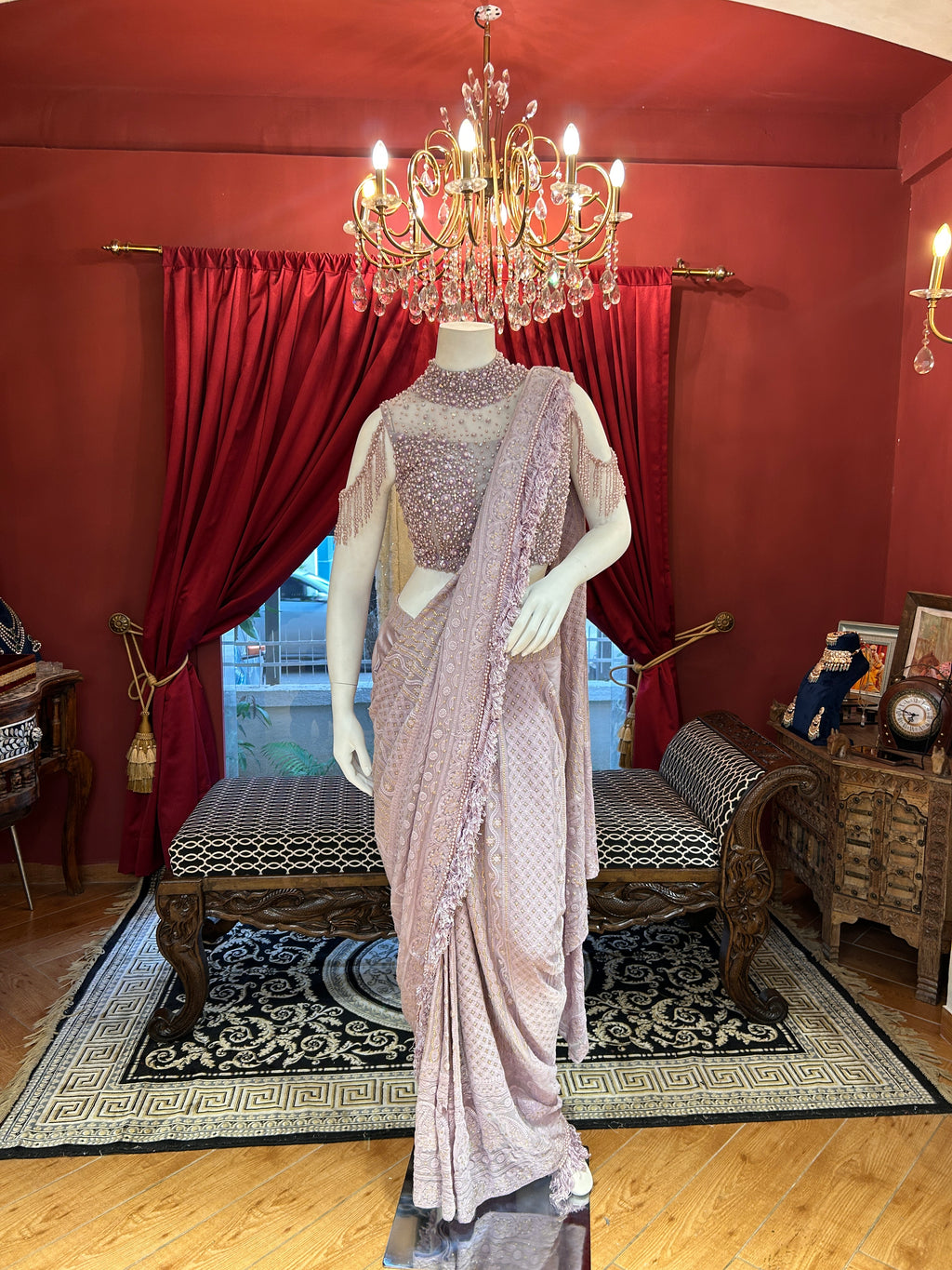 Pearl Symphony Lavender Draping Saree