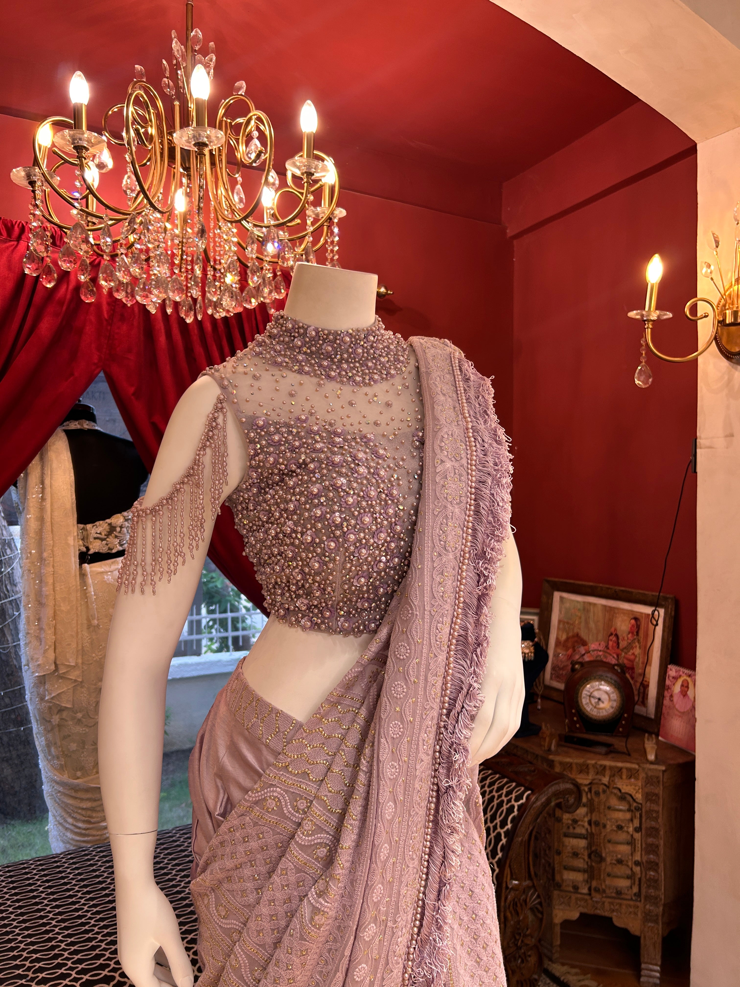 Pearl Symphony Lavender Draping Saree