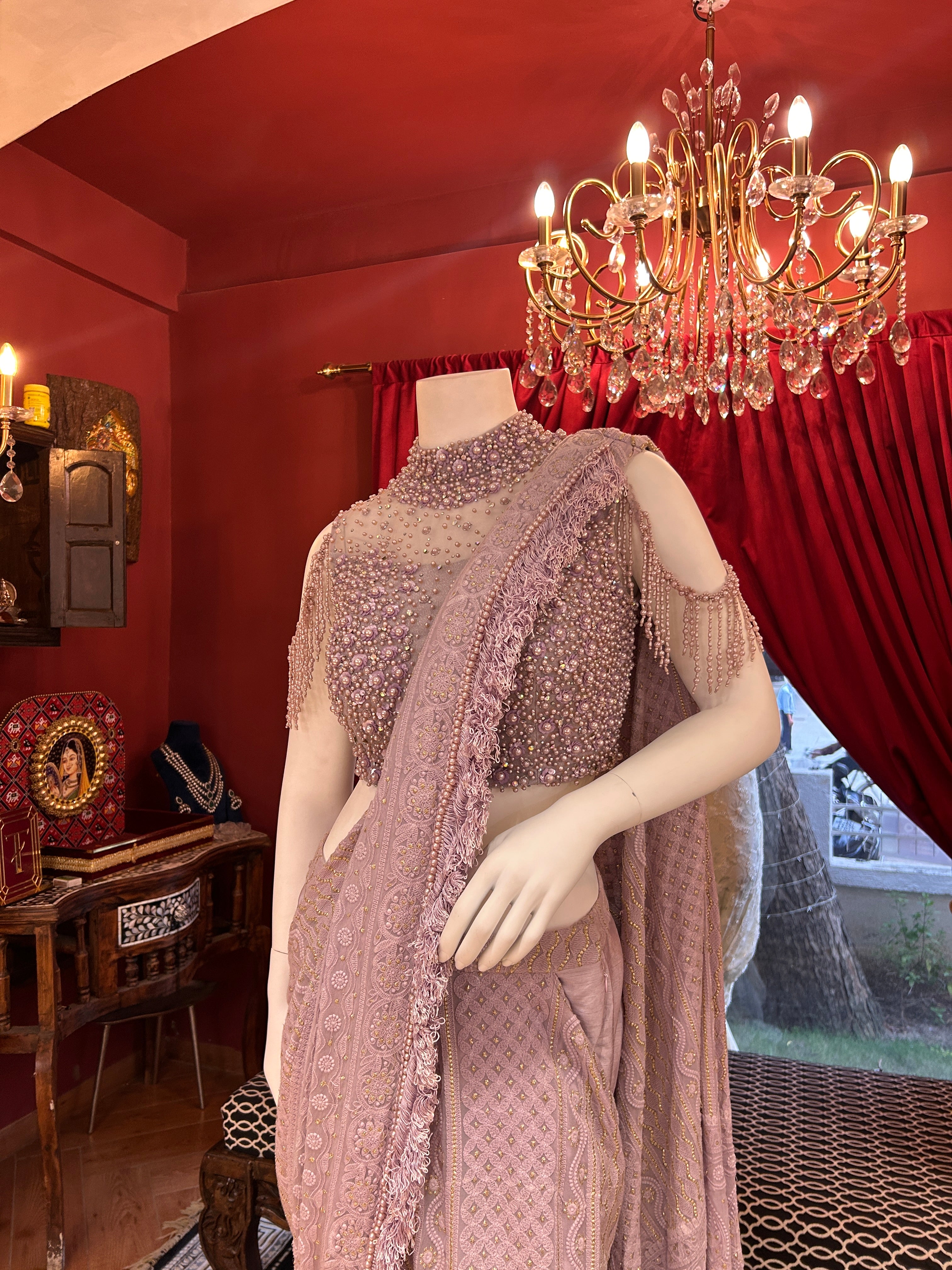 Pearl Symphony Lavender Draping Saree