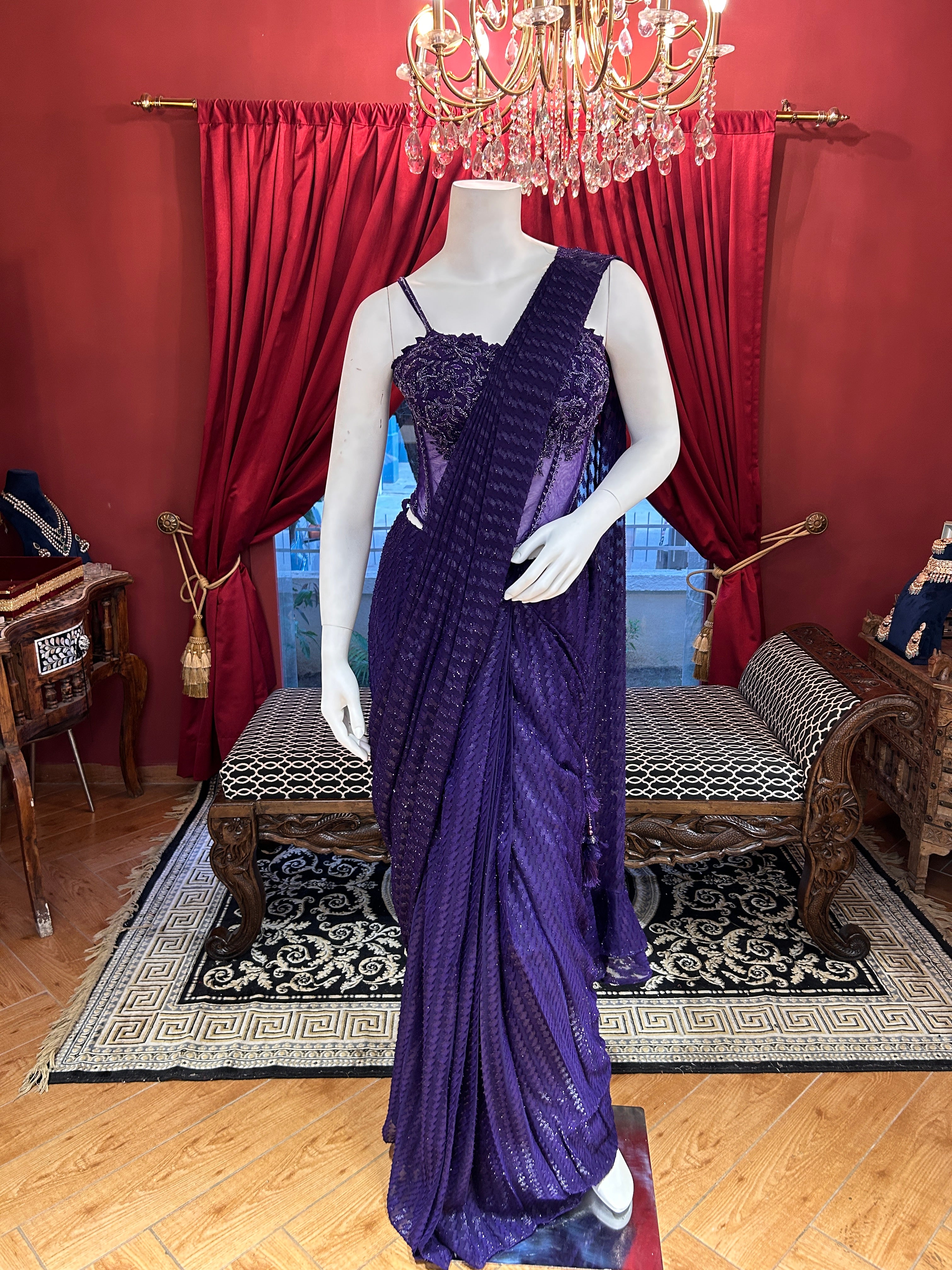 Purple Corset Saree