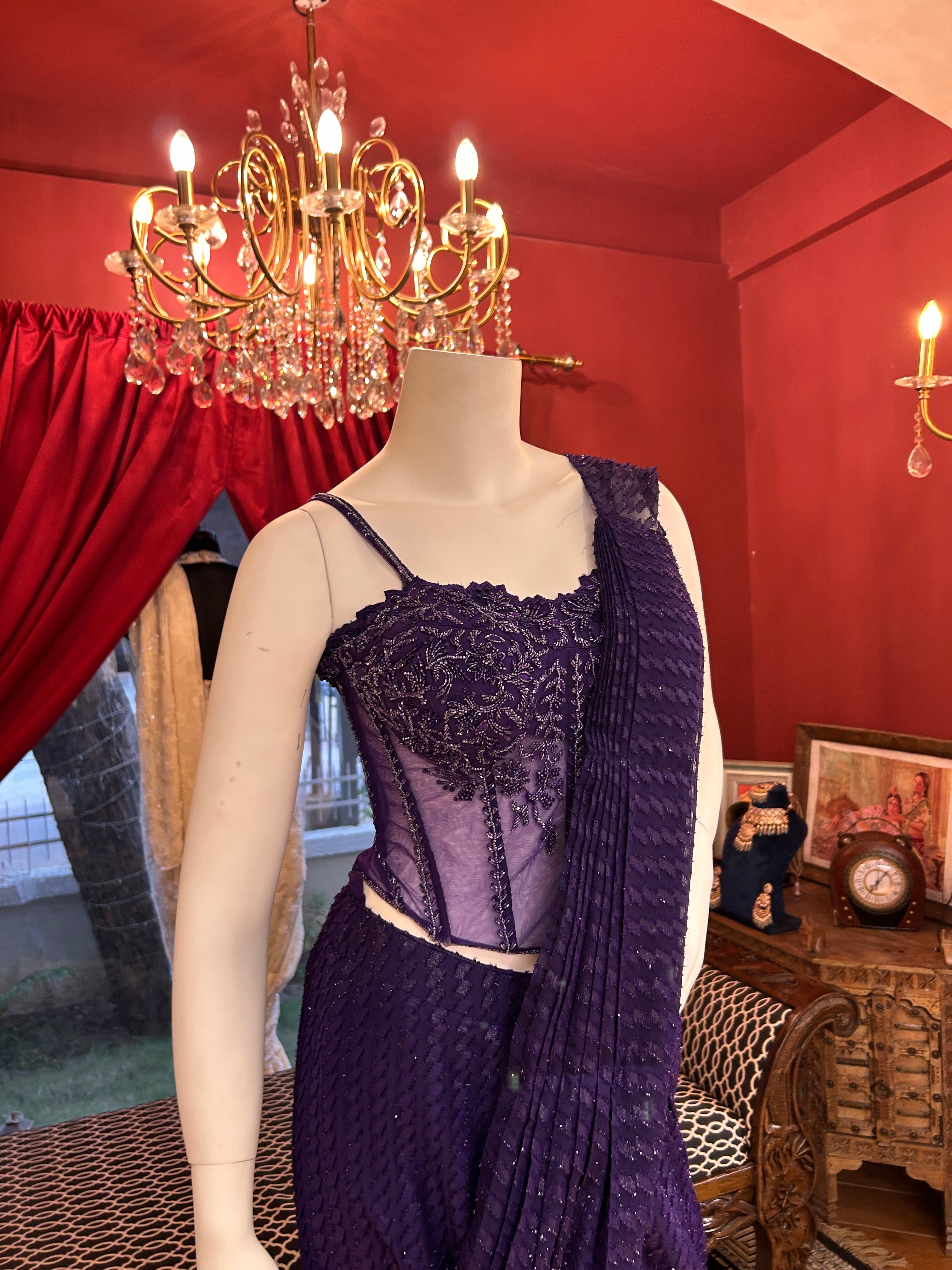 Purple Corset Saree