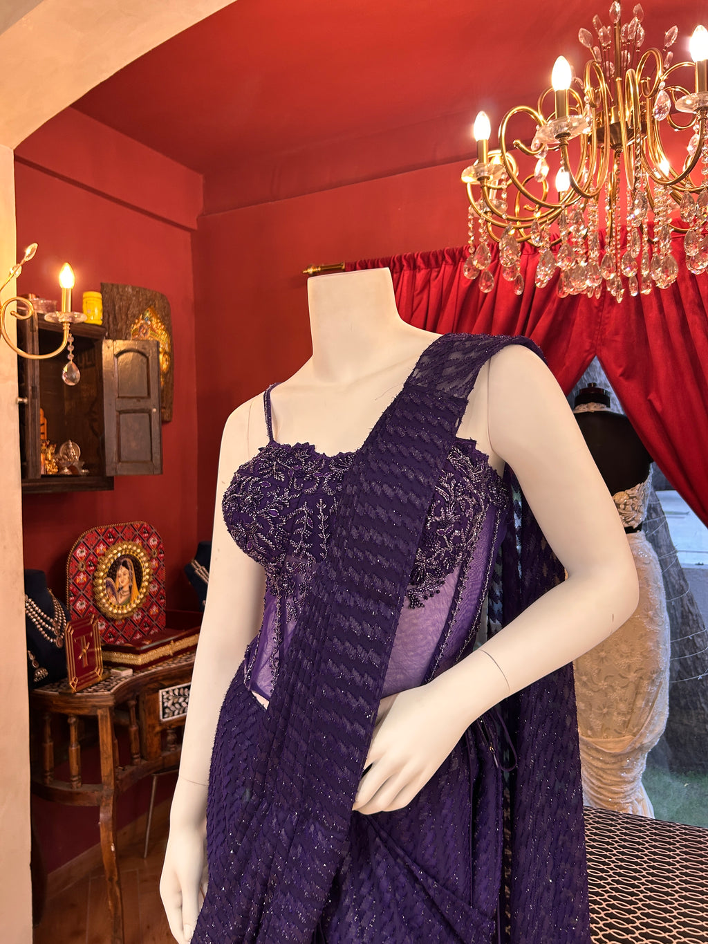 Purple Corset Saree