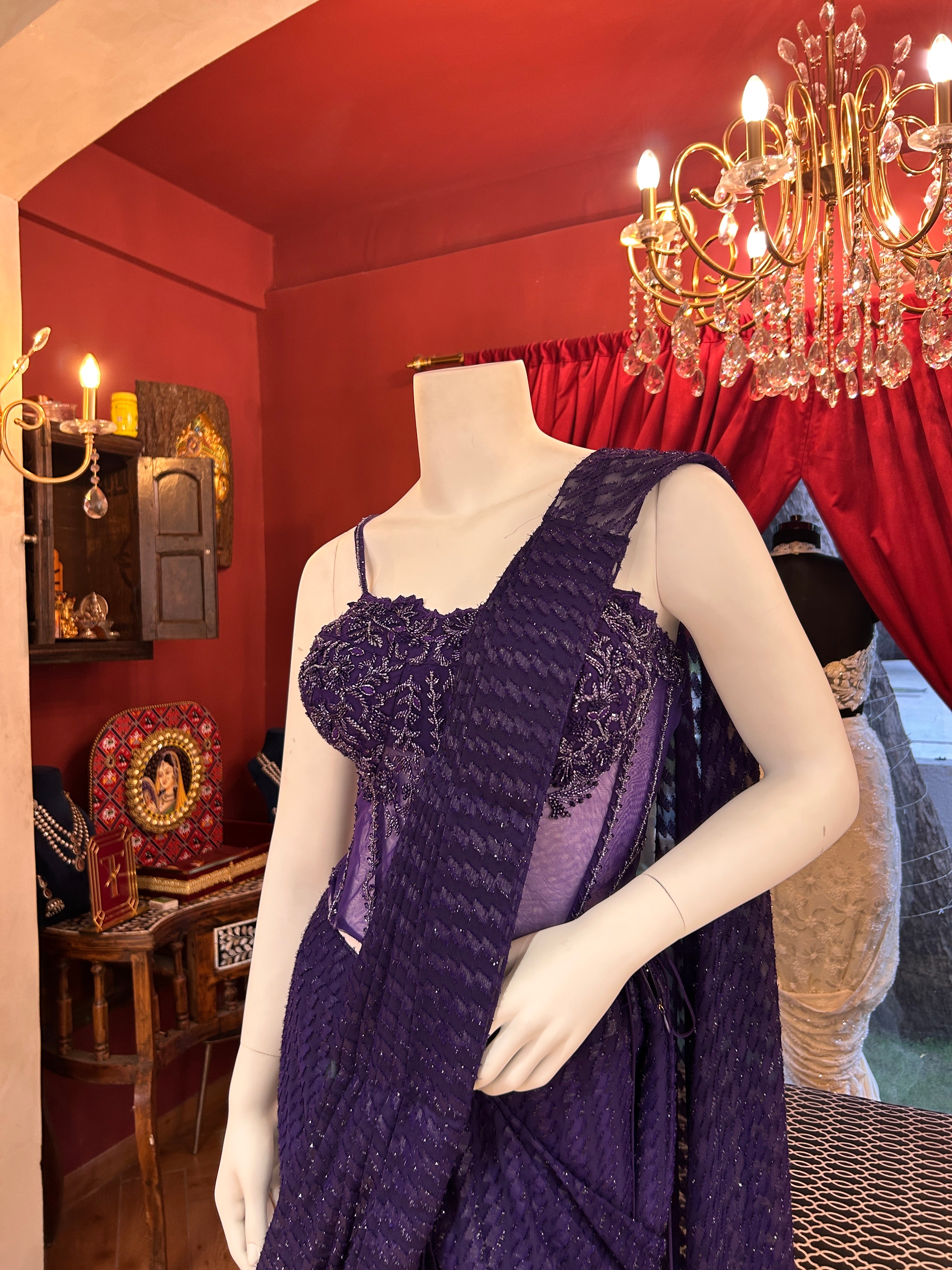 Purple Corset Saree