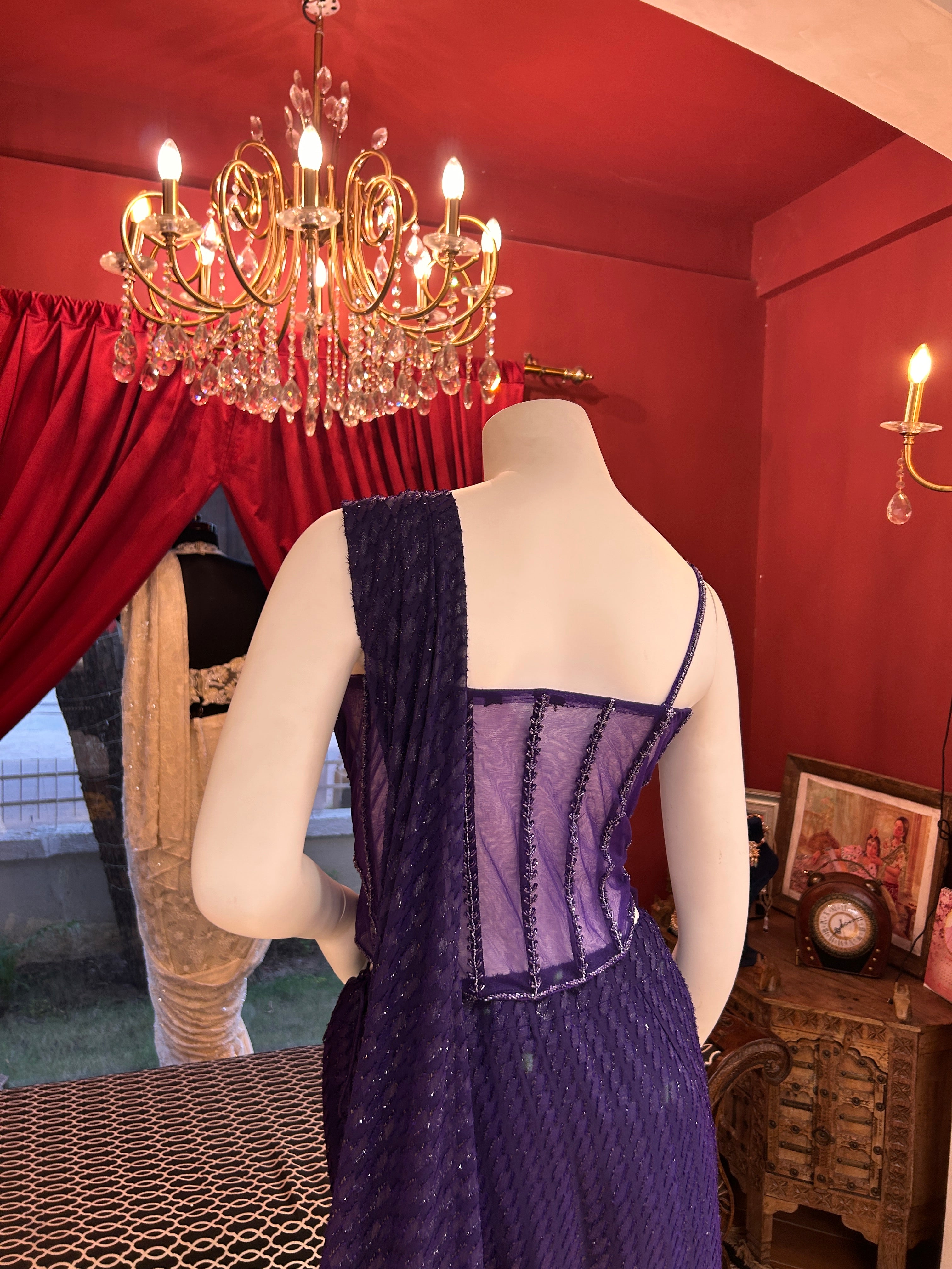 Purple Corset Saree