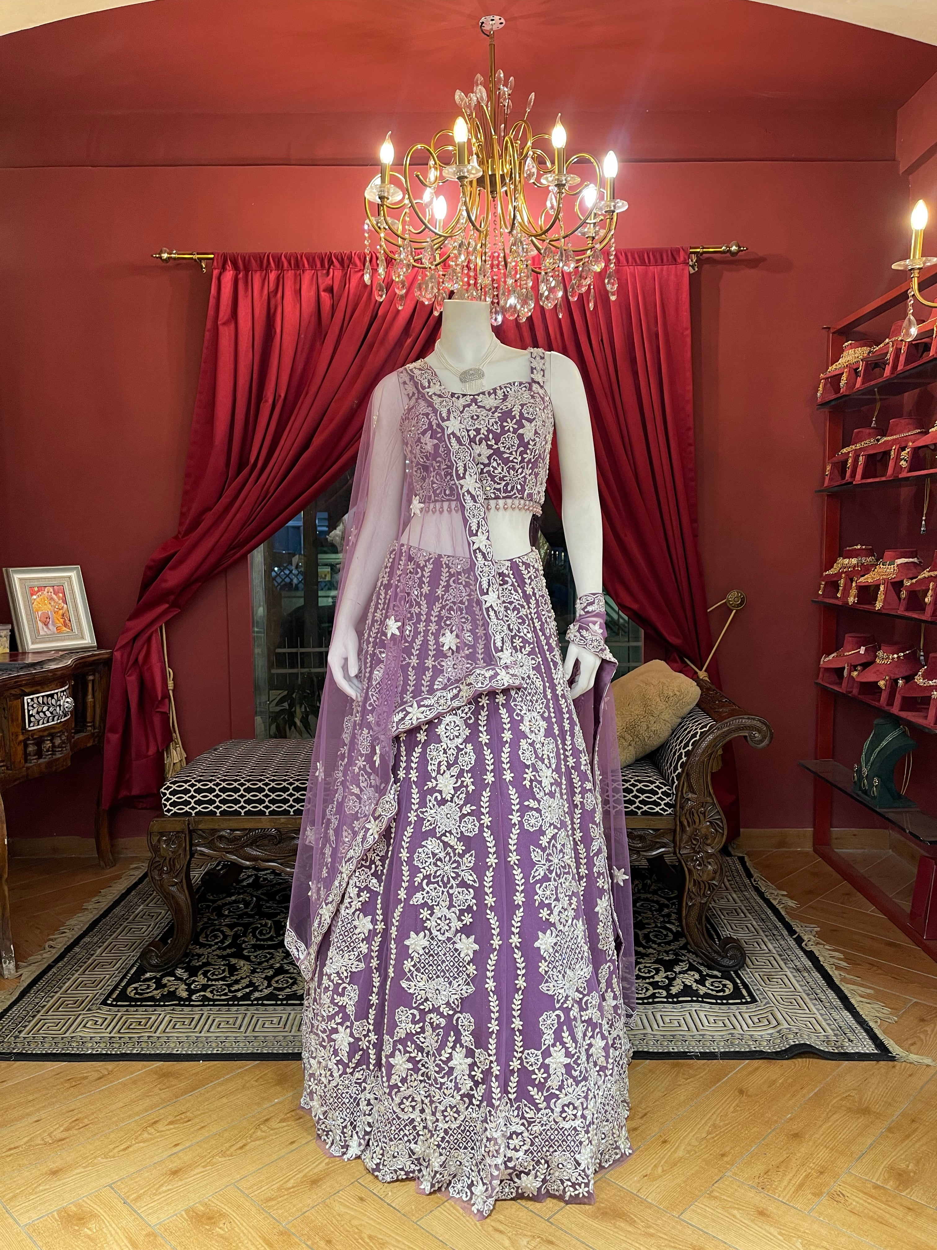Lilac Pearl Gown Lehenga Set