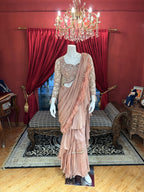 Dusty Rose full-sleeved handwork blouse with feathers