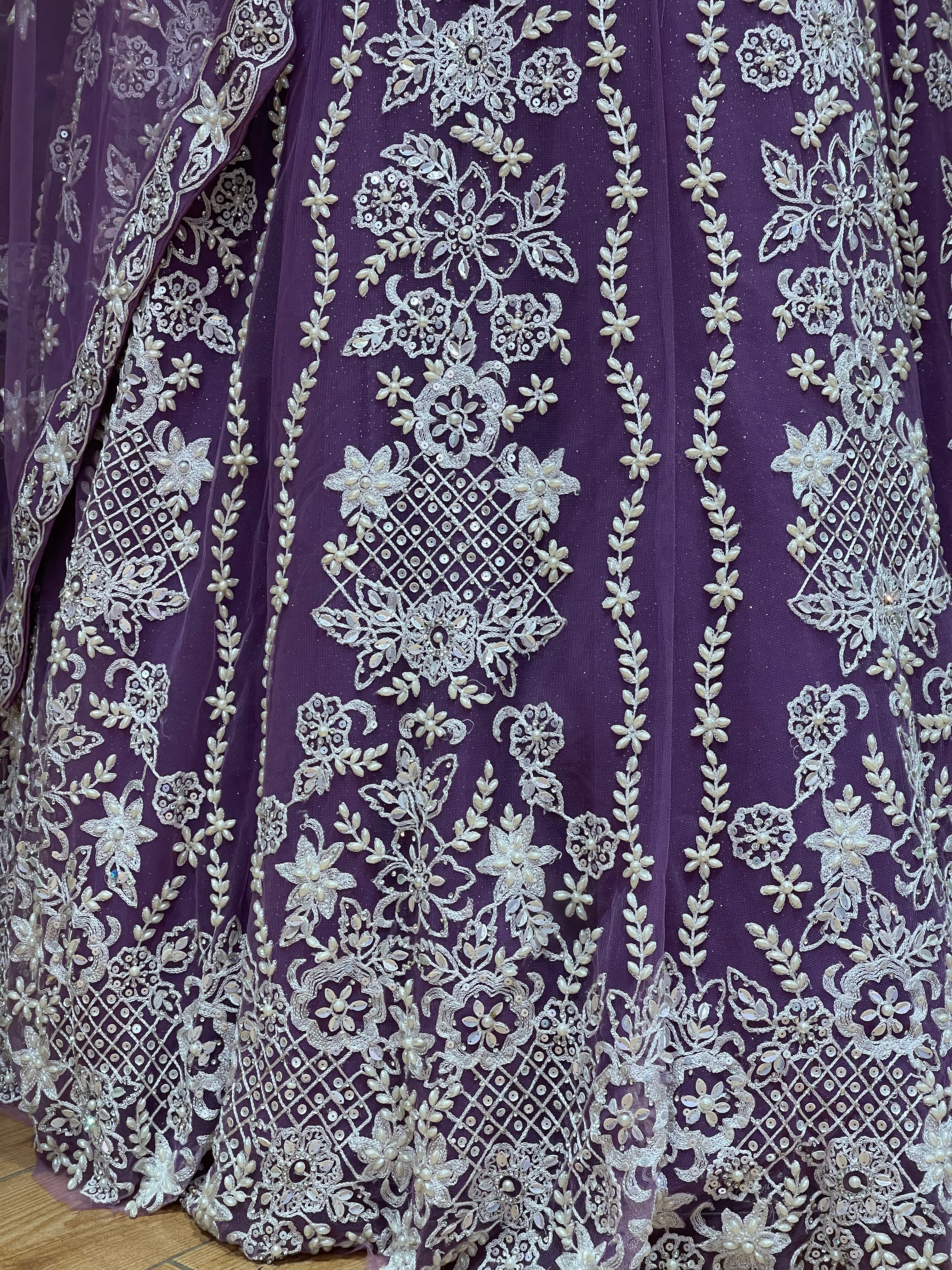 Lilac Pearl Gown Lehenga Set