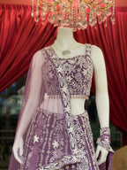 Lilac Pearl Gown Lehenga Set