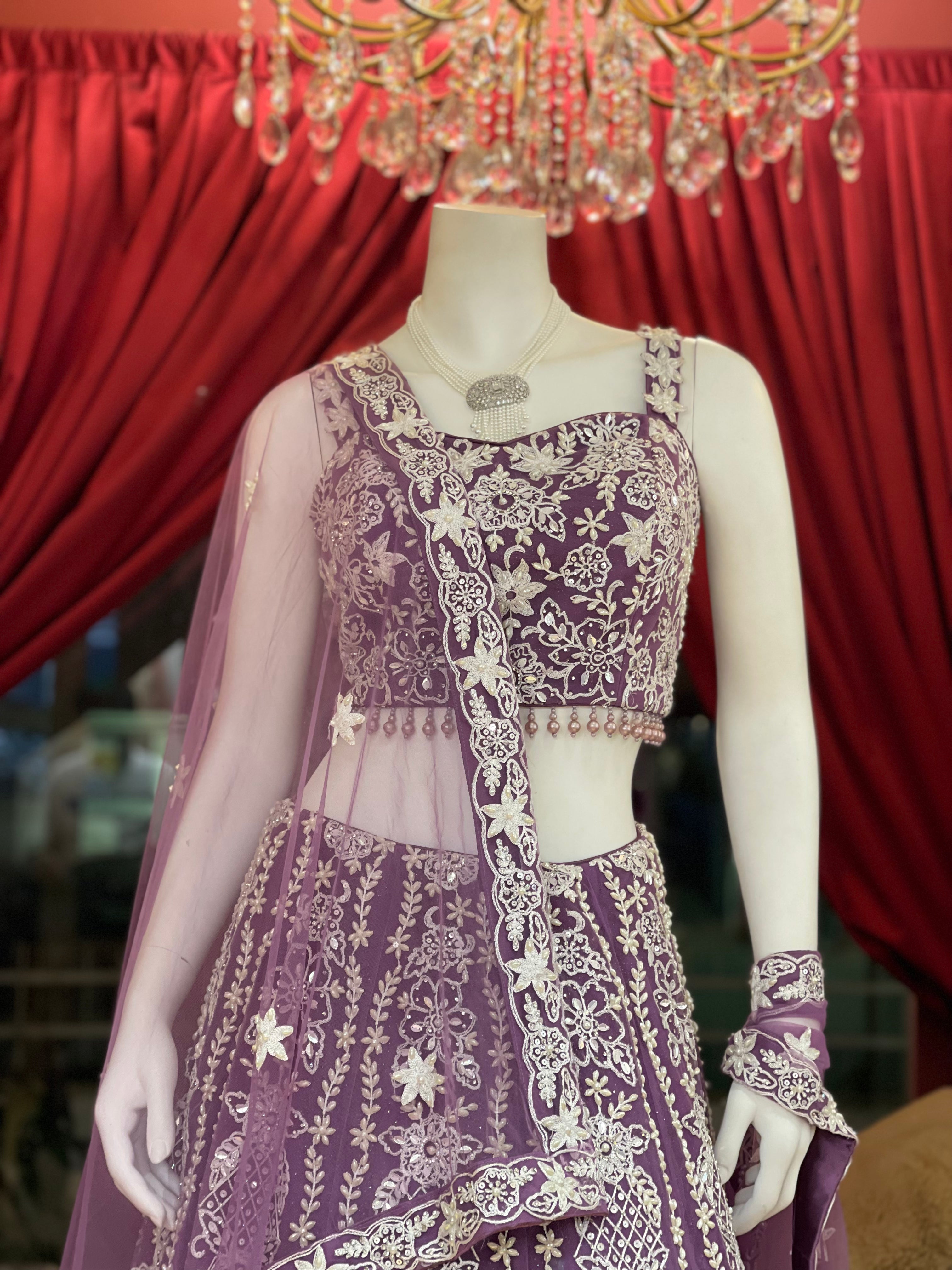 Lilac Pearl Gown Lehenga Set