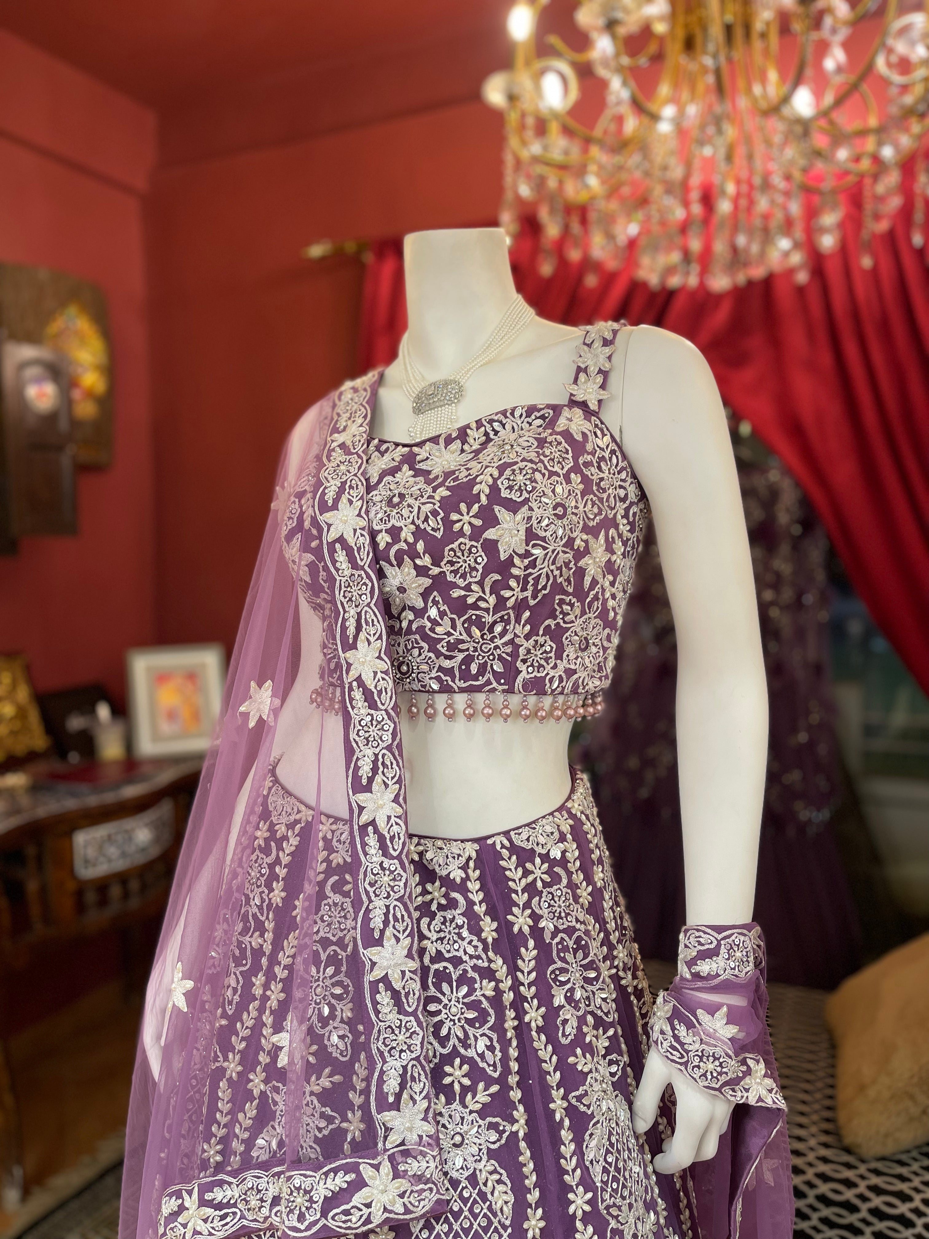 Lilac Pearl Gown Lehenga Set