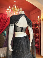 Black Sequin Lehenga with Cape Style And Corset Blouse