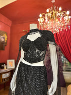 Black Sequin Lehenga with Cape Style And Corset Blouse